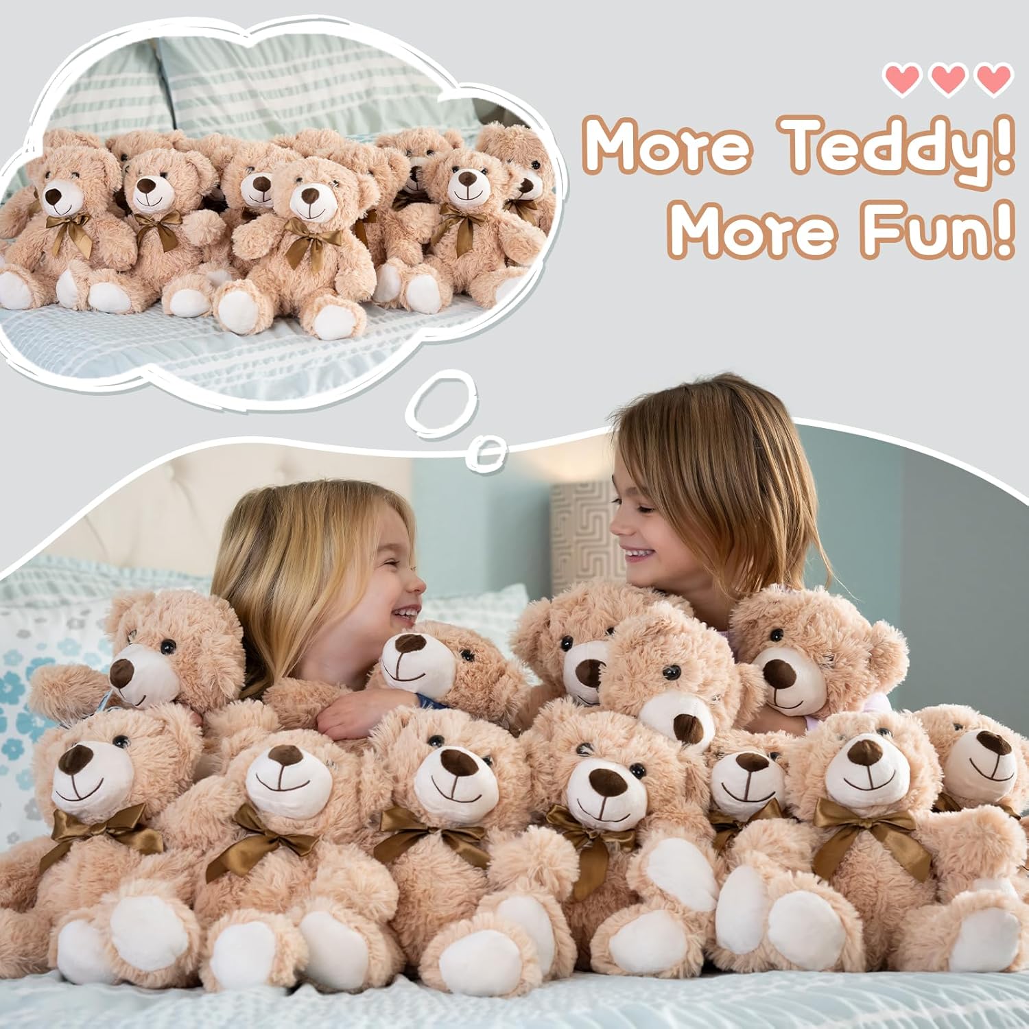 MorisMos Paquete de 12 animales de peluche para niños de 14 pulgadas, osos de peluche suaves a granel para baby shower, animales de peluche a granel
