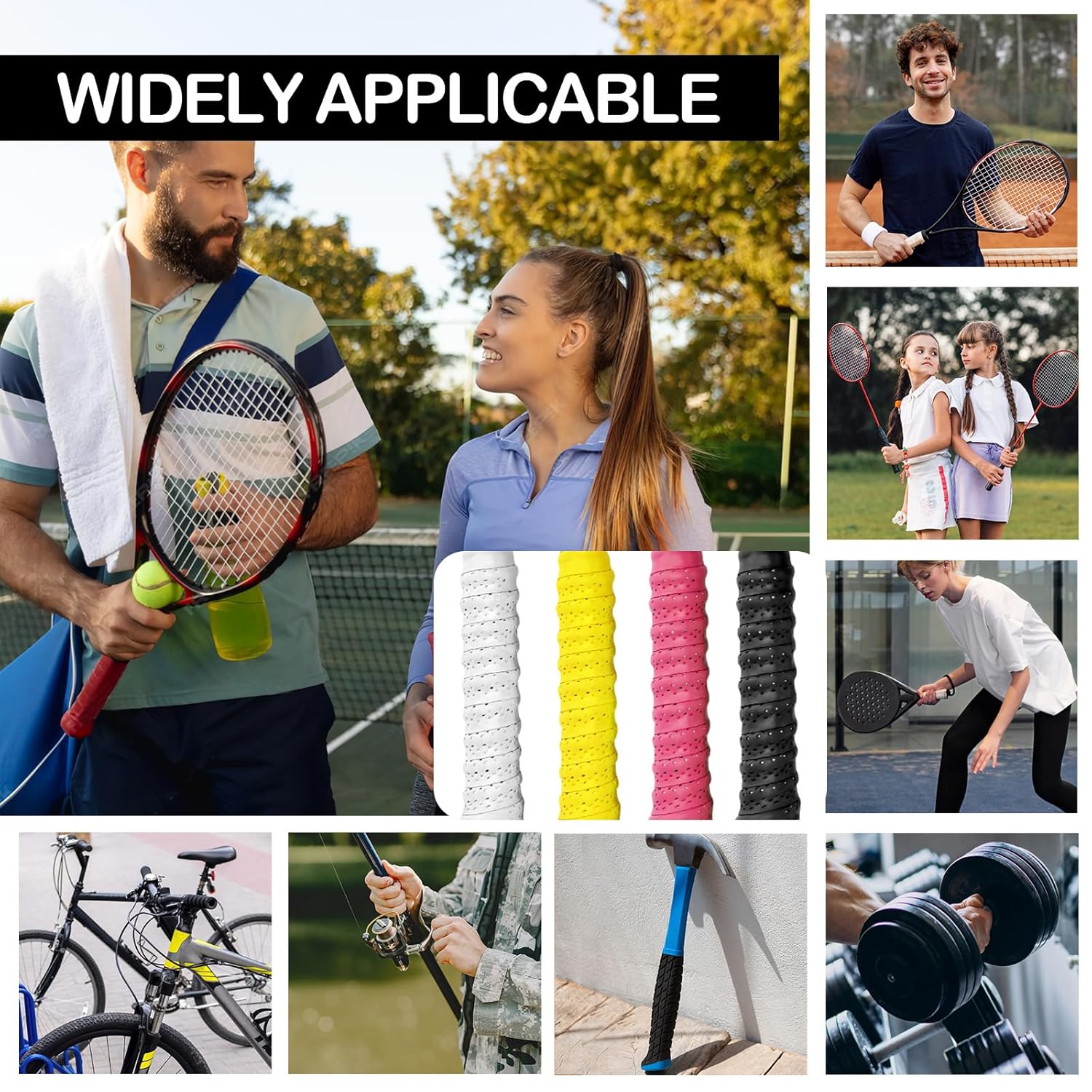 4 cintas de agarre de paleta de pickleball con 4 bandas de agarre de pickleball, cinta de agarre de raqueta de tenis, cinta de agarre para raqueta