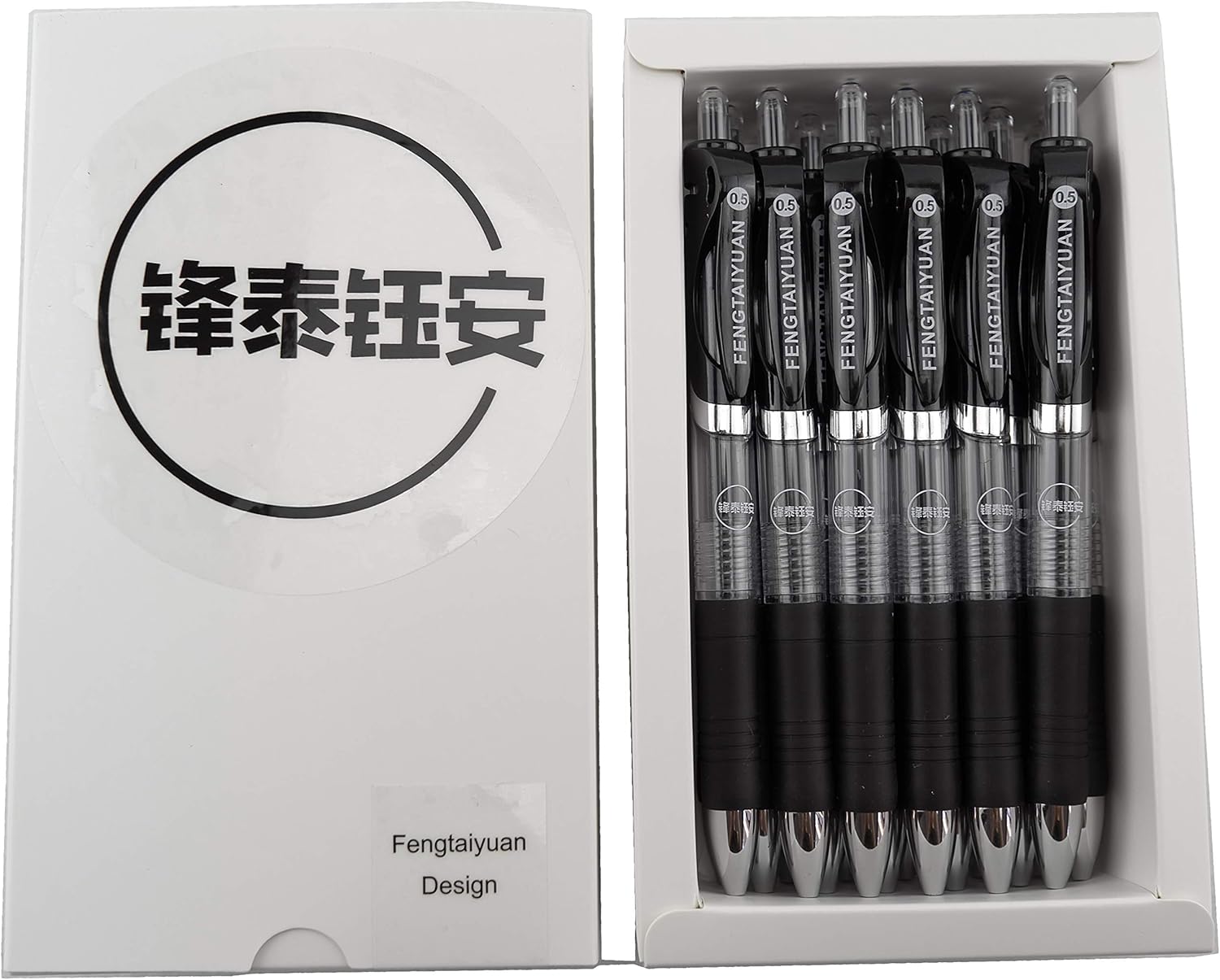 Fengtaiyuan ADP18, bolígrafos de gel retráctiles, 0.020 in, tinta negra, extrafinos, escritura suave, paquete de 18 (ADP18)