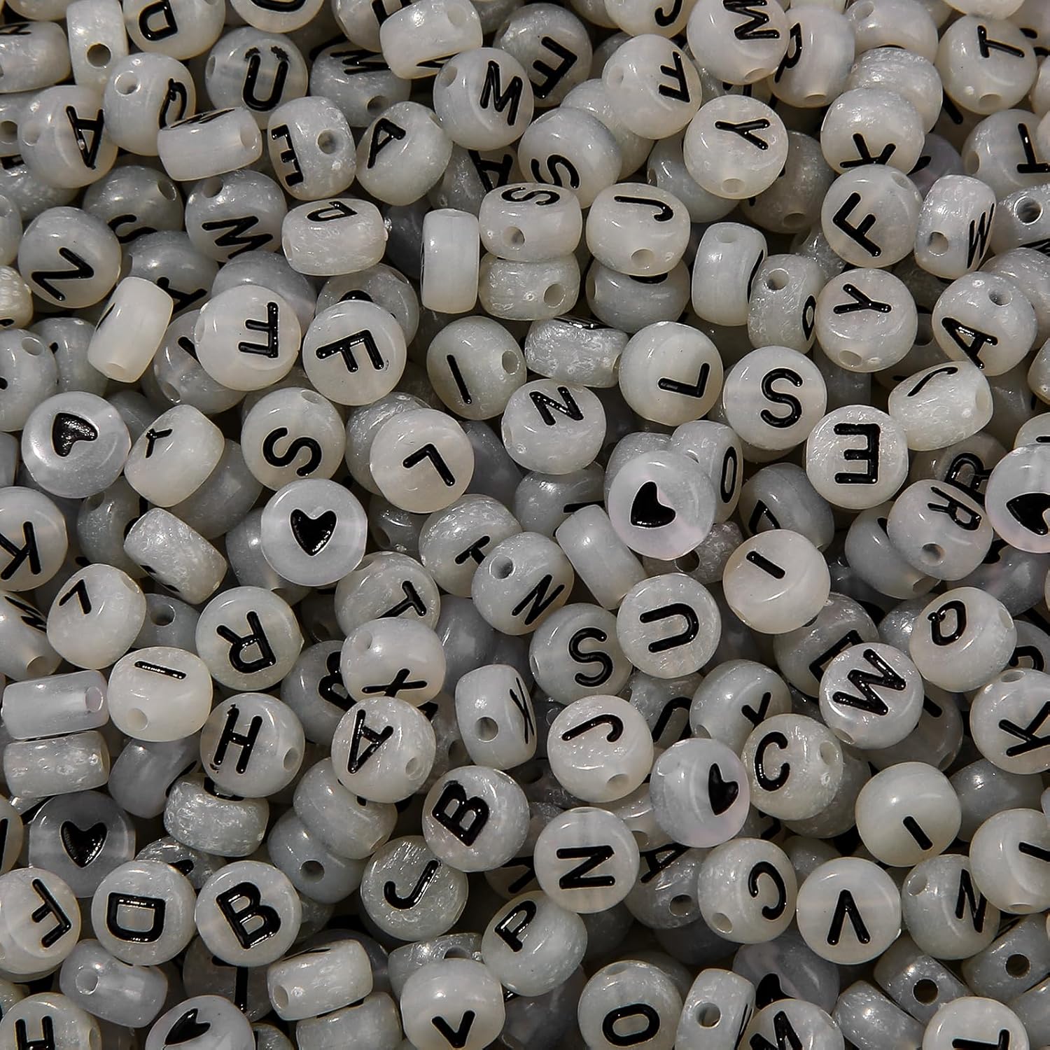 1000 cuentas de letras acrílicas del alfabeto, de 0.15 x 0.27 pulgadas, cuentas que brillan en la oscuridad, para pulseras y fabricación de joyas