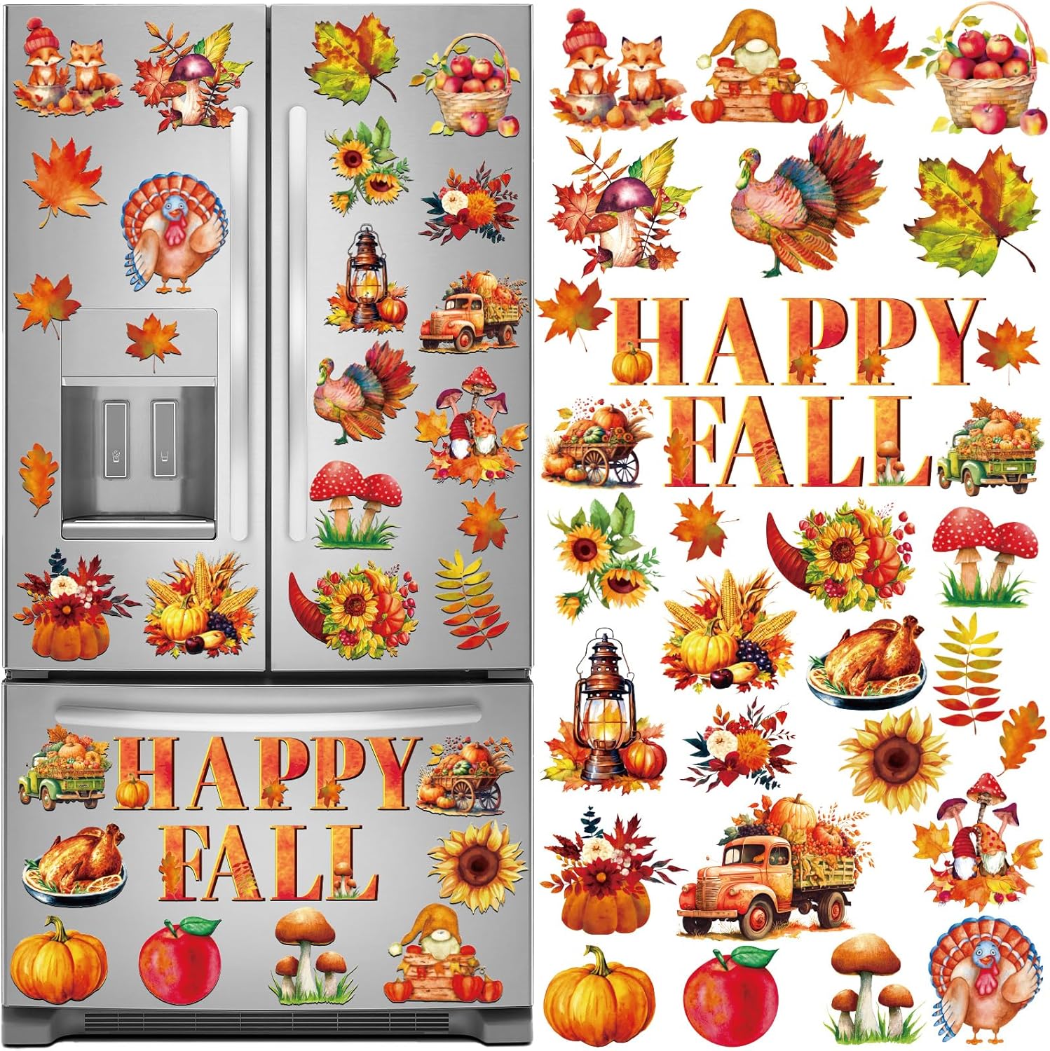 29 piezas de imanes de otoño retro para el día de Acción de Gracias, refrigerador magnético de bienvenida para el otoño, decoración de otoño para