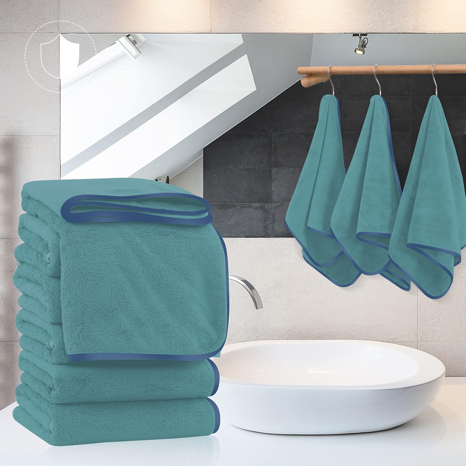 Toallas de mano para baño con dobladillo de seda, secado rápido, toalla absorbente de microfibra ultrasuave para baño, fitness, gimnasio, ducha,