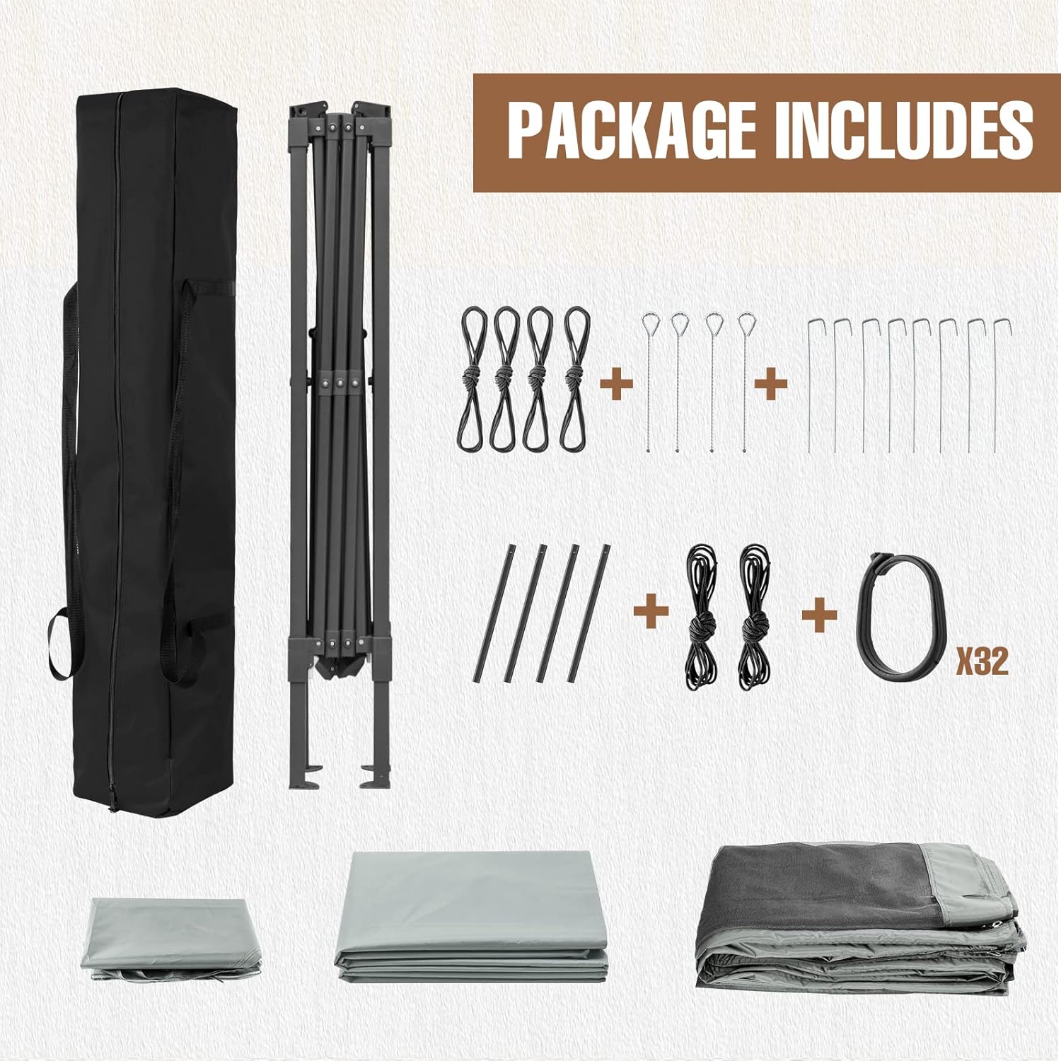 Tienda de campaña para exteriores de 11 x 11 pulgadas con paredes de malla para patio, césped, patio trasero y terraza, gris