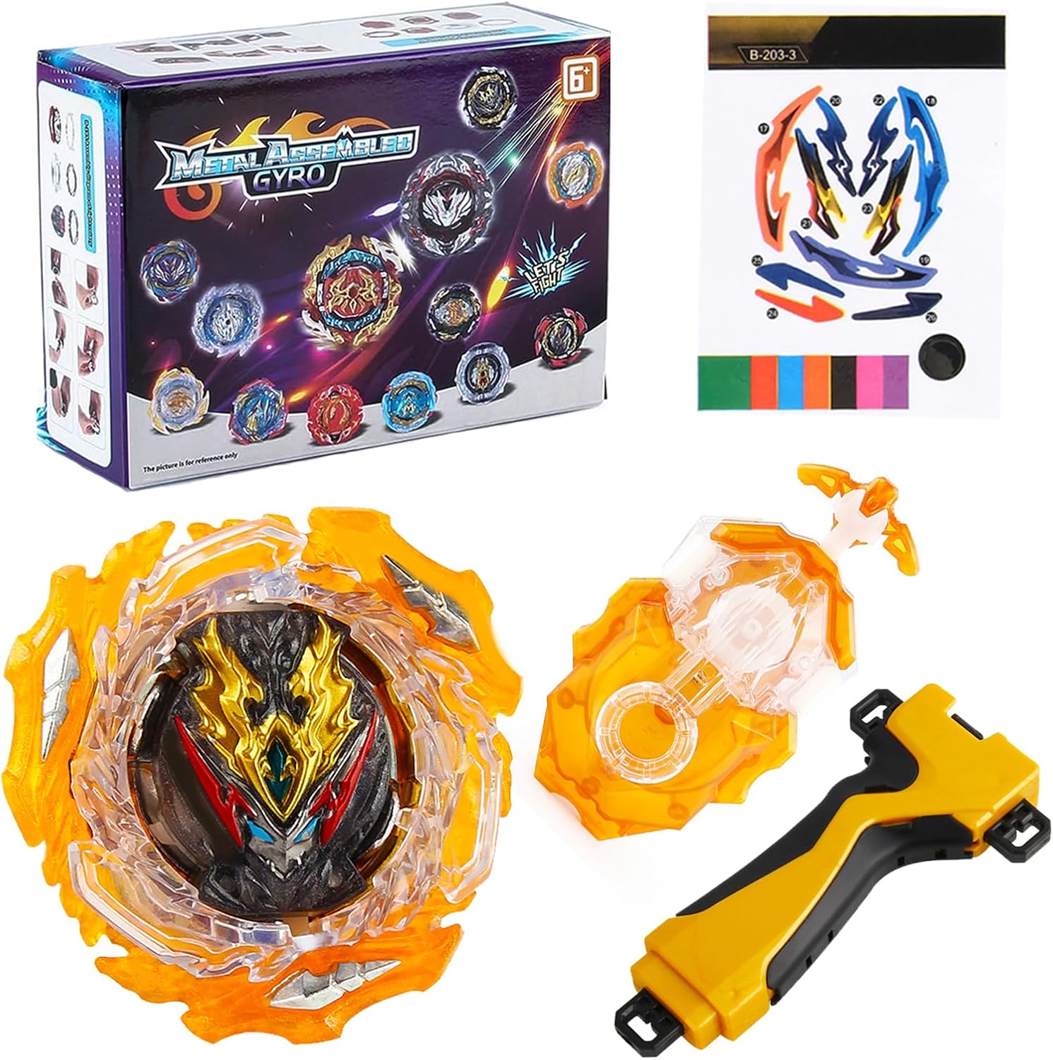 Zelzen Bey Burst Blade Gyro juguete, Bey Metal Fusion Spinning Battling Top Blades con lanzador de cuerda y asa, juegos de lucha de cumpleaños para