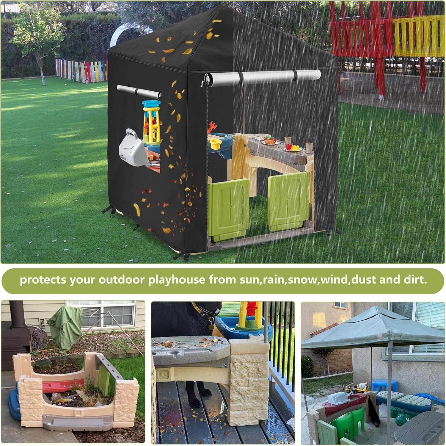 Funda impermeable para casa de juegos para niños y exteriores, adecuada para casa de juegos Step2 y casa de juegos del mismo tamaño que otras marcas