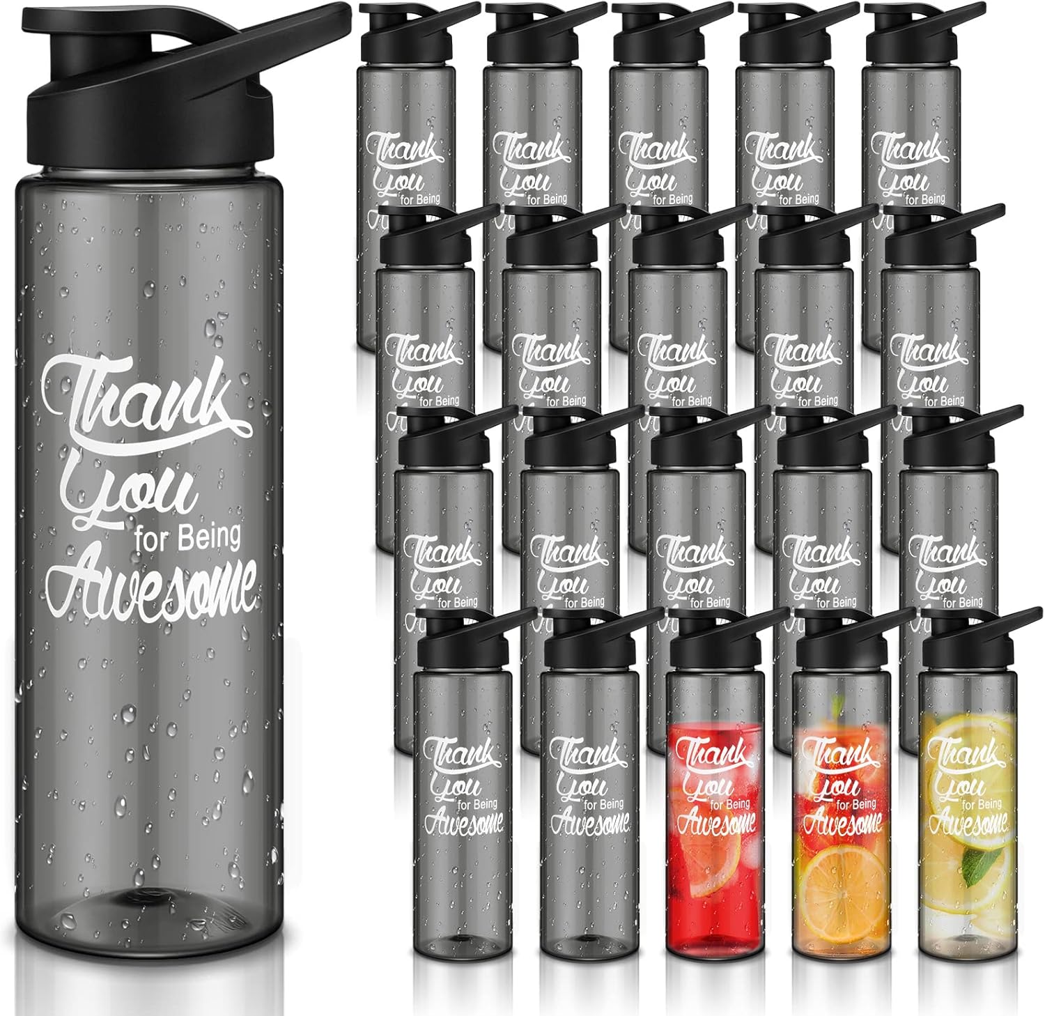 20 unidades de regalos de agradecimiento a los empleados a granel de 24 onzas con texto en inglés “Thank You for Being Awesome – Botella de agua de