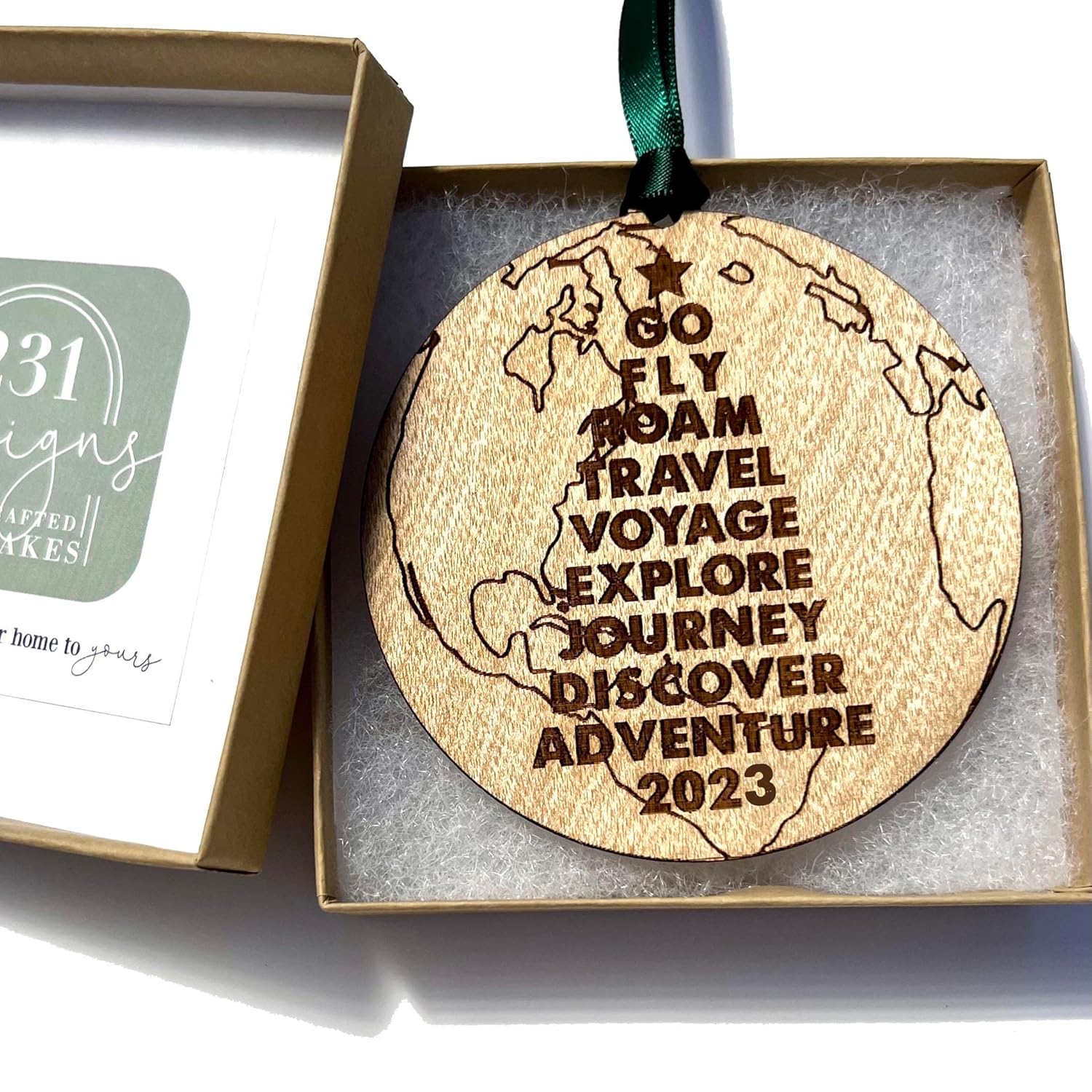 Gift for Travel Lover Explorer – 2023 Christmas Ornament for Traveler – Go Fly Roam Travel Voyage Explore Journey Discover Adventure Tree