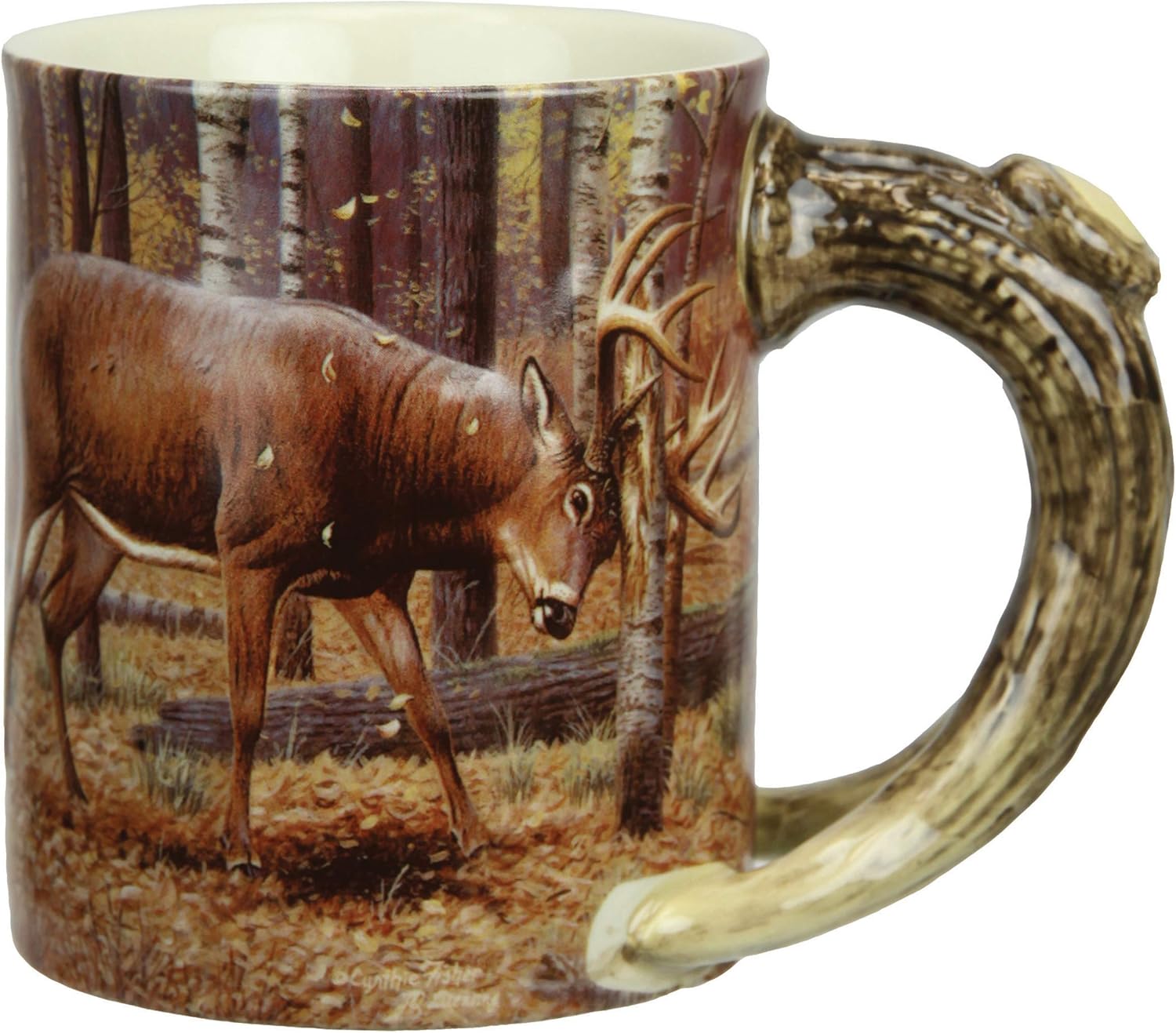 Rivers Edge Products Taza de café de cerámica 3D con asa, 15 onzas, tazas de espresso y tazas de café de cerámica, perfecta para café, expreso, café