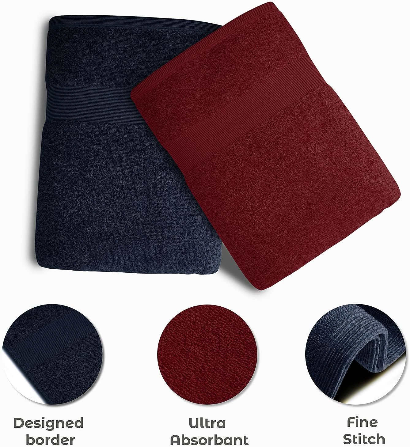 Softolle Toallas de baño de lujo 100% algodón, juego de 4 toallas de baño de 21.16 ozm, ecológicas, súper suaves, altamente absorbentes, con
