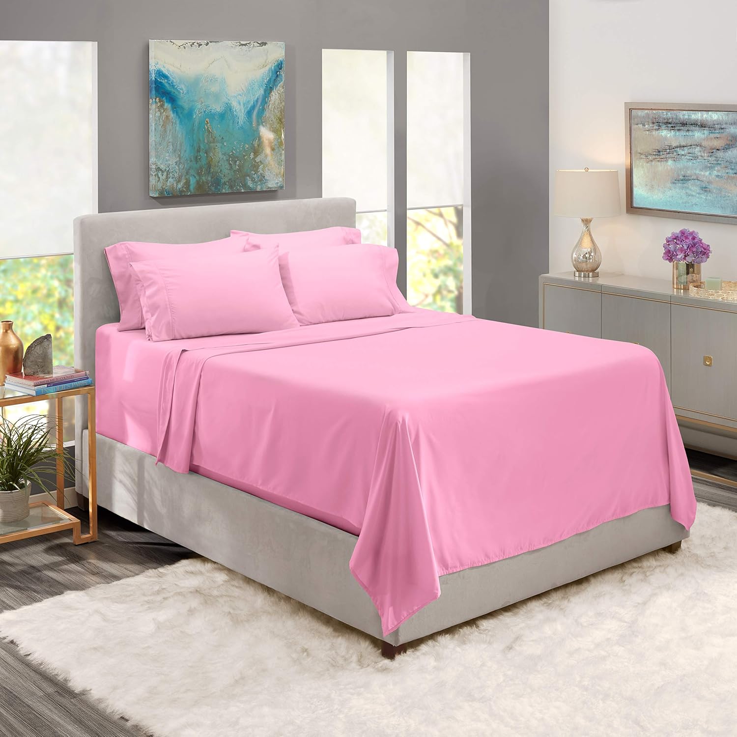 Nestl Bedding – Sábanas de bolsillo extraprofunda con 6 piezas, para colchones de 18 a 24.0 pulgadas, sábanas de cama ultraprofundas de hotel