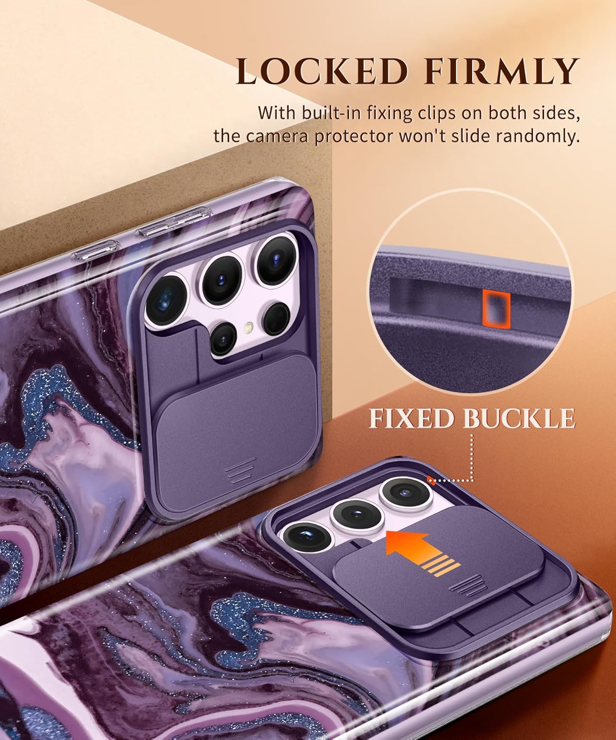 GVIEWIN Funda para Samsung Galaxy S23 Ultra con funda deslizante para cámara, protector de pantalla integrado 2 marcos frontales de grado militar a