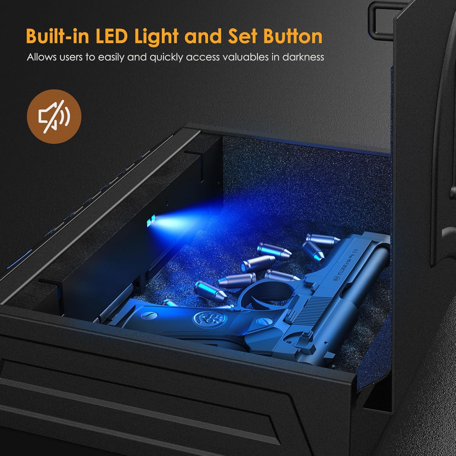 Gun Safe Biometric Handgun Safe, Fingerprint Pistol Safe 3-Ways Quick-Access Gun Safes for Pistols with Key and Keypad, Gun Lock Box for Pistols