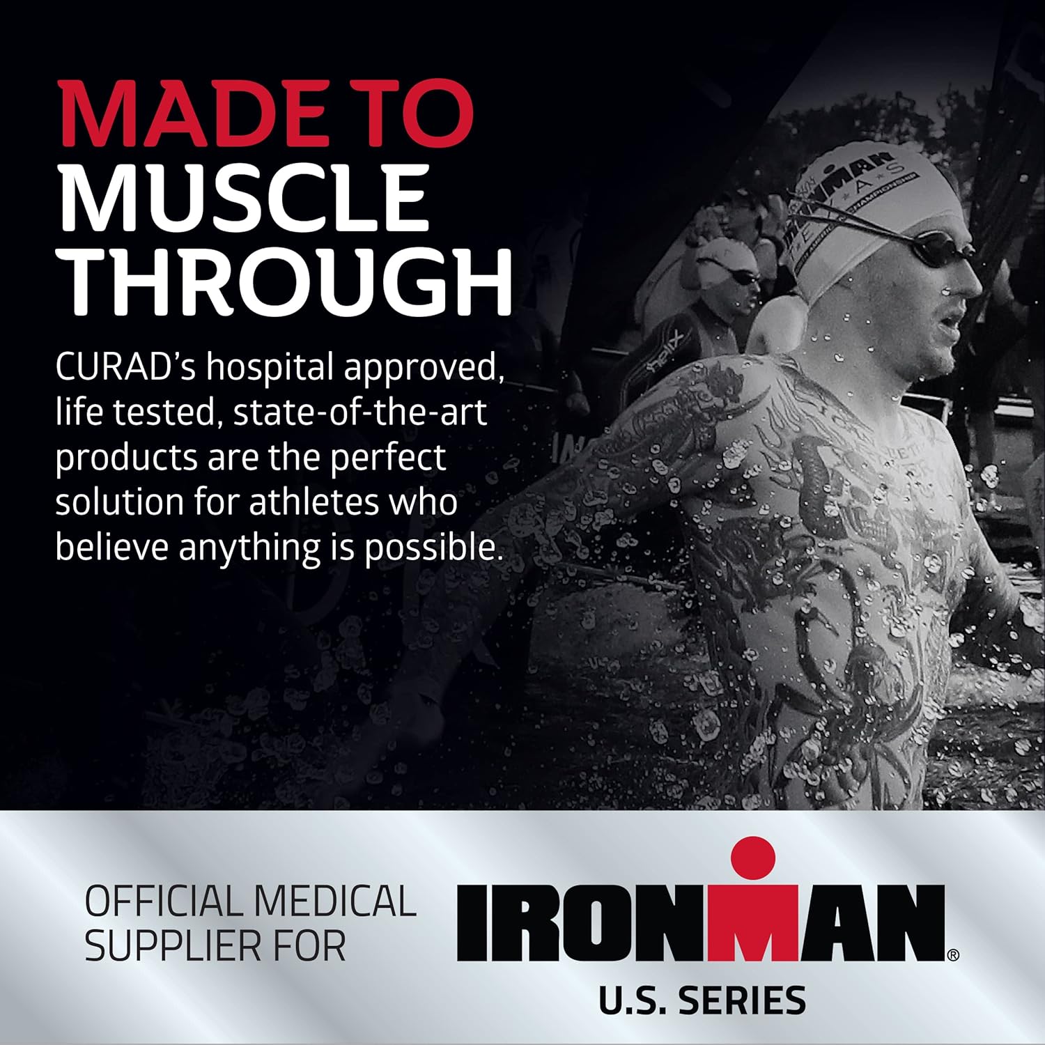 CURAD IRONMAN – Envoltura atlética autoadherente, proveedor médico oficial de IRONMAN, negro, 2 pulgadas x 5 yardas, soporte de compresión para