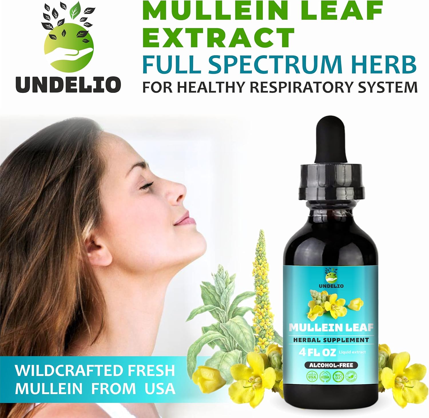 ‘s Extracto de hoja de gordolobo a base de hierbas, tintura orgánica y sin alcohol para apoyo respiratorio, pulmón, sueño y digestivo, sin OMG,