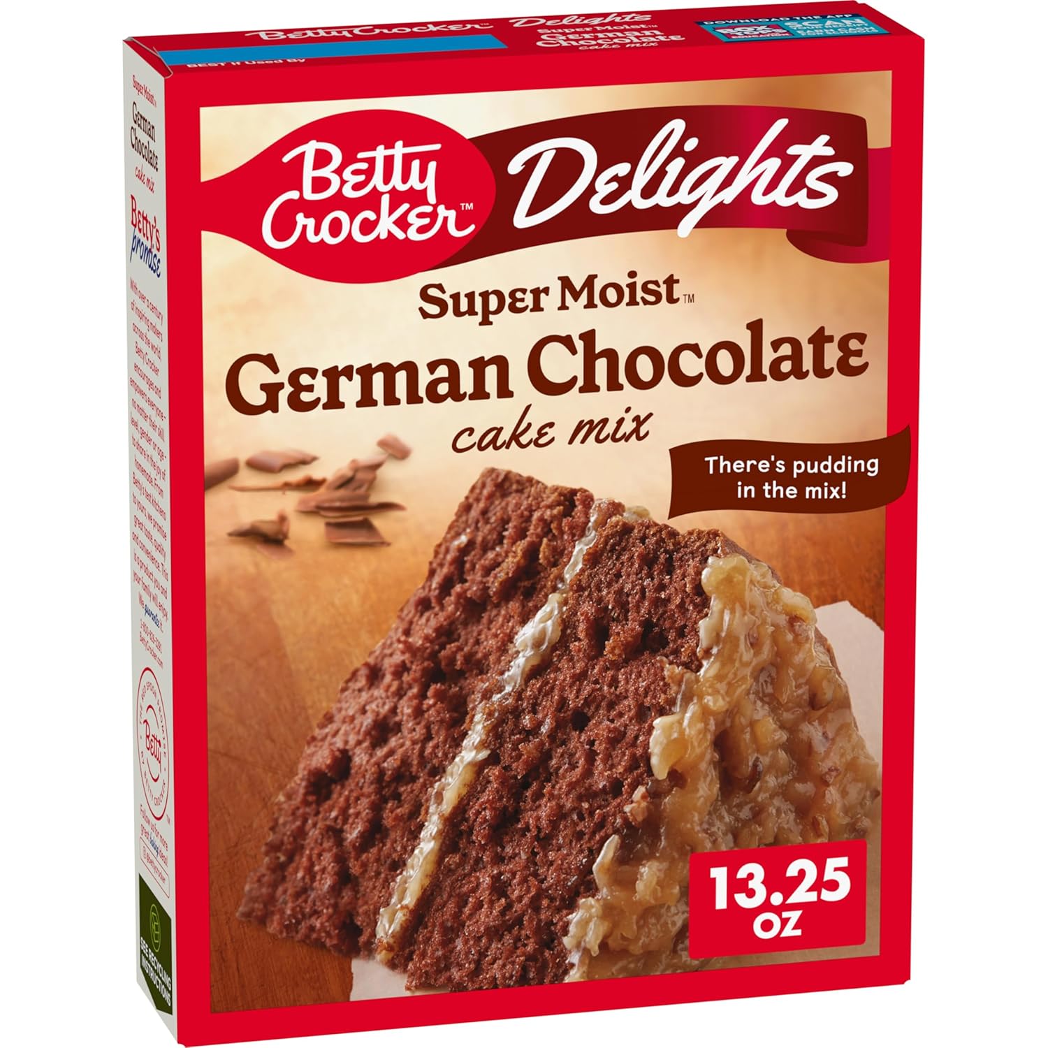 Betty Crocker Delights Mezcla de pastel de chocolate alemán súper húmedo, 13.25 onzas (paquete de 12)