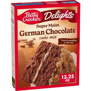 Betty Crocker Delights Mezcla de pastel de chocolate alemán súper húmedo, 13.25 onzas (paquete de 12) Betty Crocker Delights Mezcla de pastel de chocolate alemán súper húmedo, 13.25 onzas (paquete de 12)
