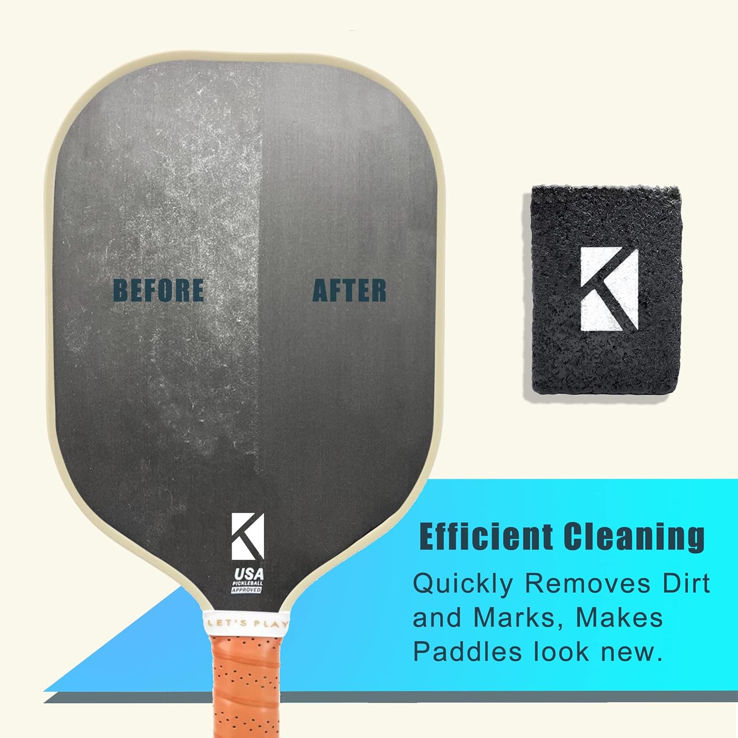 Pickleball Paddle Eraser  El mejor limpiador de raquetas de fibra de carbono con barra de goma para eliminar residuos de bolas, suciedad y arañazos