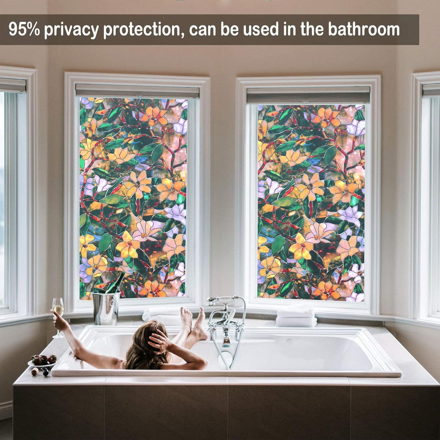 Película de privacidad para ventana, calcomanía decorativa extraíble de vidrio, vinilo 3D con bloqueo solar y UV, calcomanías para ventanas de