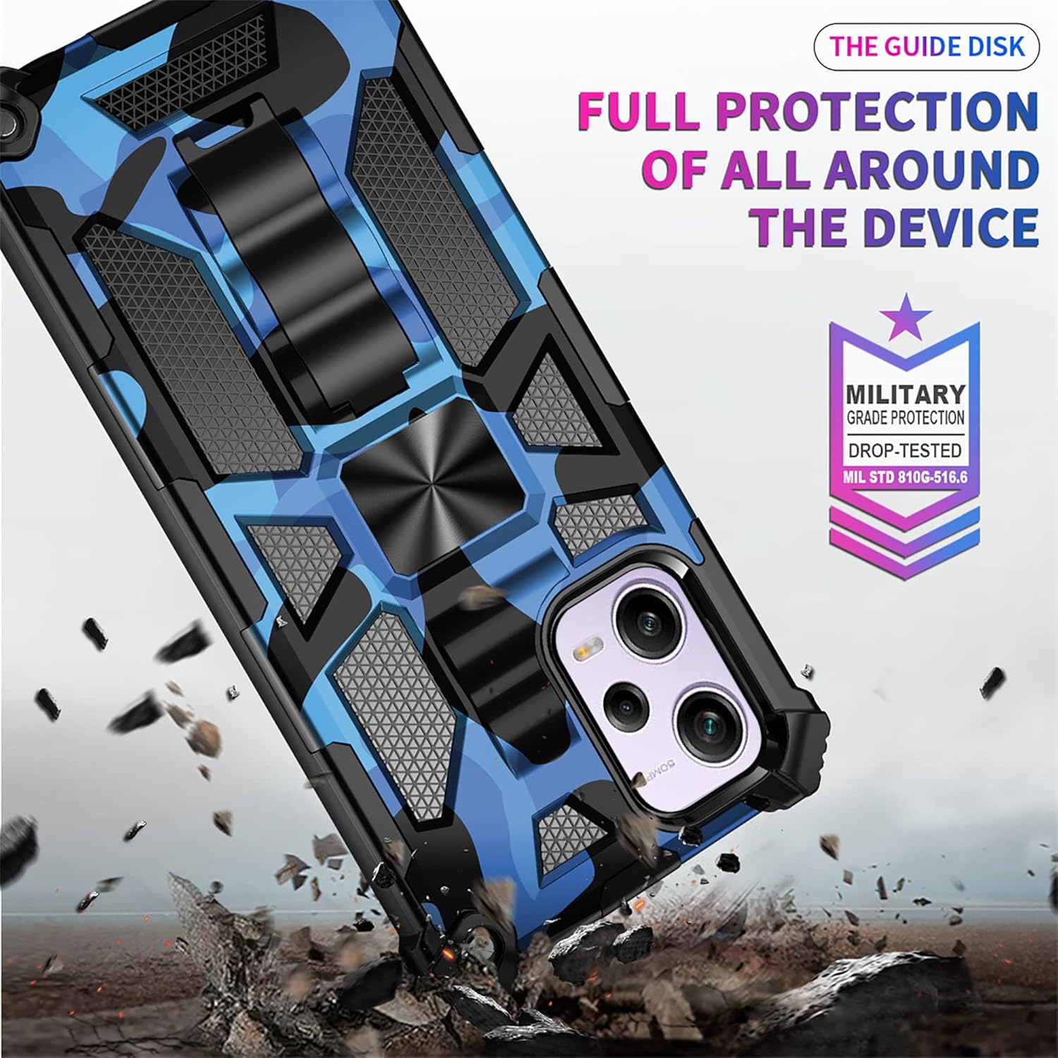 CCSmall Funda de camuflaje para Xiaomi Redmi Note 12 Pro 0.18 oz con soporte, funda de camuflaje para Xiaomi Poco X5 Pro, soporte de anillo