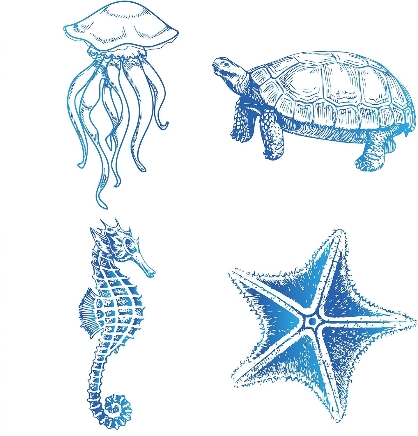 GORGECRAFT 8 calcomanías de ventana de animales marinos estáticos de tortugas marinas de vidrio para puerta corrediza, película de vinilo