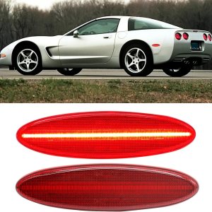 Luz de marcador lateral LED completa compatible con Corvette C5 1997-2004, carcasa roja LED roja parachoques trasero guardabarros repuesto OE # Luz de marcador lateral LED completa compatible con Corvette C5 1997-2004, carcasa roja LED roja parachoques trasero guardabarros repuesto OE #
