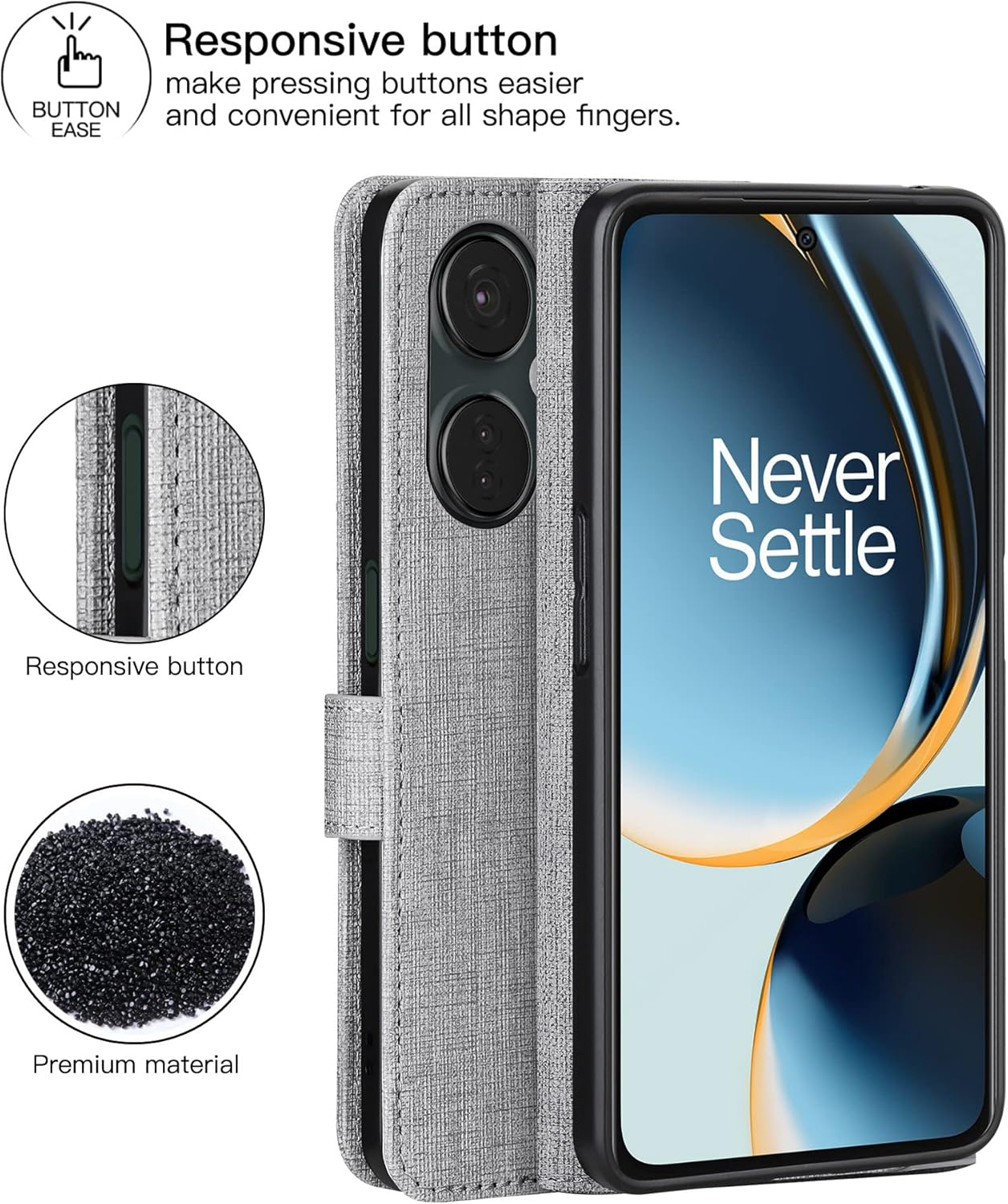 Foluu Funda para OnePlus Nord N30 5G, con cierre magnético, ranuras para tarjetas, soporte para dinero en efectivo, soporte de TPU transparente, a