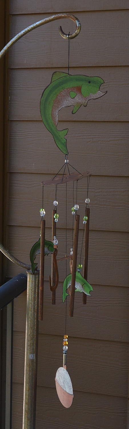 Sunset Vista Designs Catch of the Day – Campanilla de viento de pez, verde, 36 pulgadas de largo
