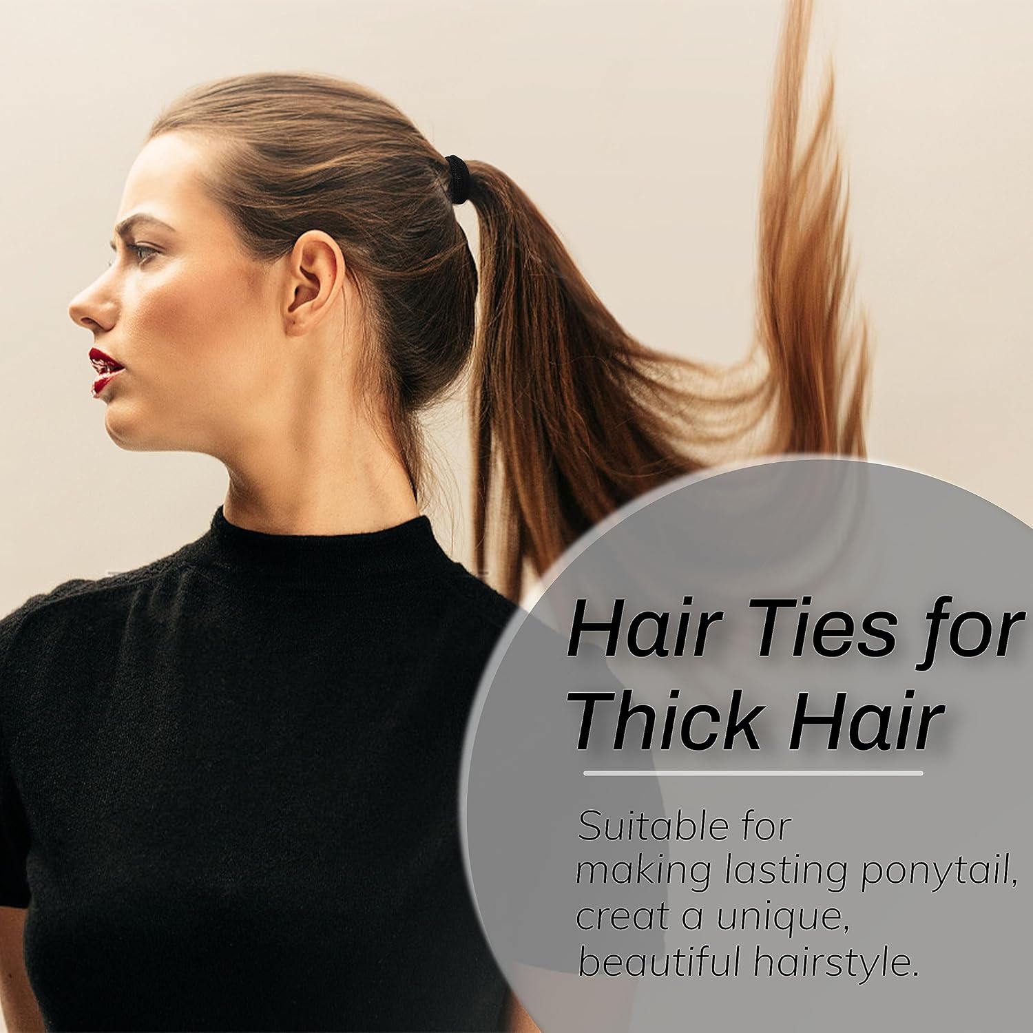 Lazos negros para cabello grueso sin daños, 200 soportes para cola de caballo, accesorios para el cabello para mujeres, elásticos para el cabello