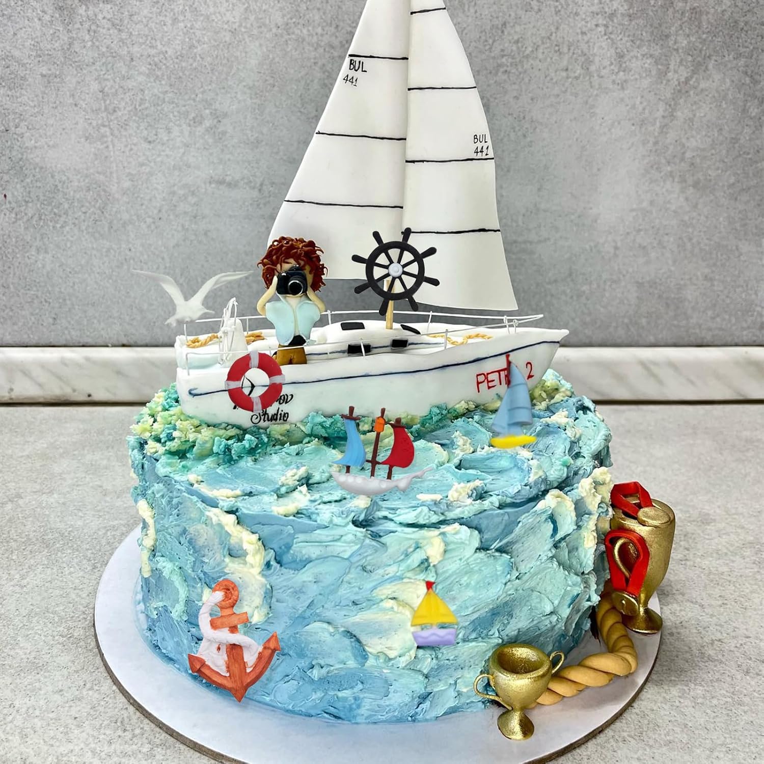 Moldes de silicona para timón de ancla, moldes para fondant de gancho para barco de vela, gaviota salvavidas de chocolate, moldes para hornear para