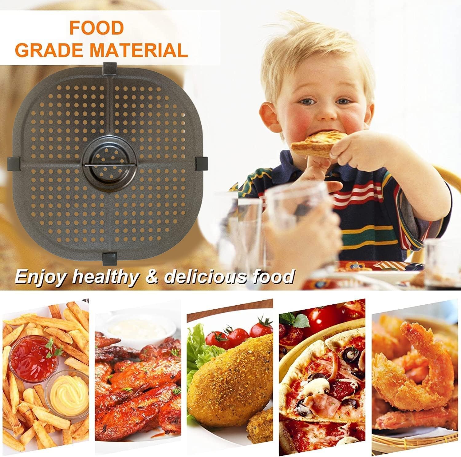 Bandeja cuadrada para freidora de aire para freidora de aire Gourmia 8QT GAF838GAF856GAF826 7QT GAF798GAF716GAF778, freidora de aire antiadherente
