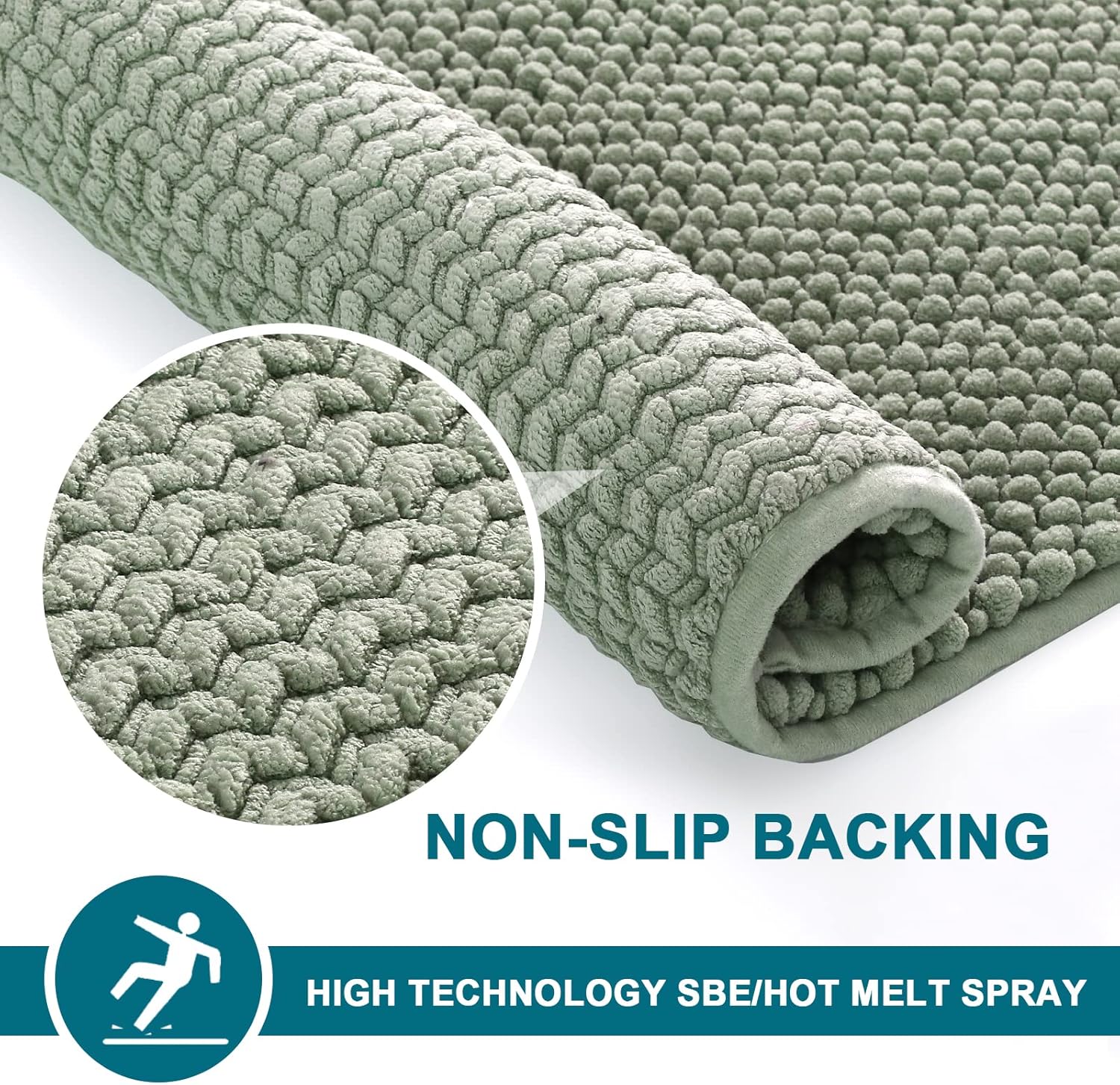 Turquoize Alfombras de baño de felpilla antideslizante para baño, 20 x 32 pulgadas, extra suaves y absorbentes, peludas, lavables a máquina,