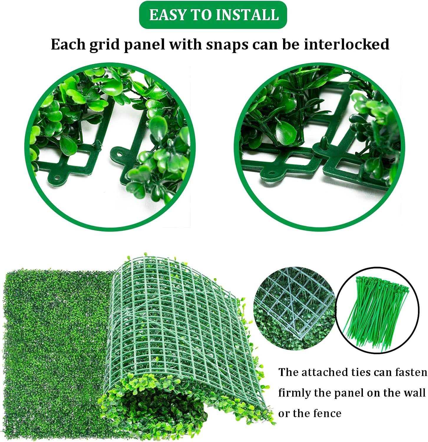 24 piezas de pared de césped artificial de 24 x 16 pulgadas, fondo de pared de césped de alta densidad de 2 pulgadas de altura, paneles de pared de
