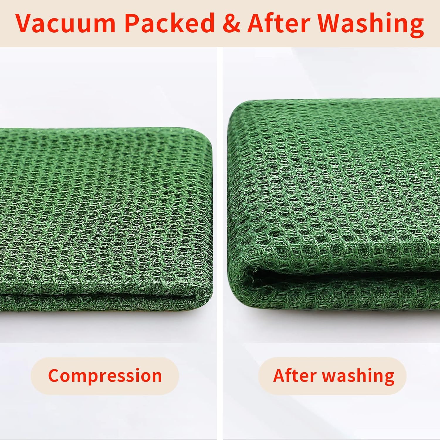 Homaxy Paños de cocina de 100% algodón con tejido de gofre, ultra suaves, absorbentes, de secado rápido, 12 x 12 pulgadas, paquete de 12, verde