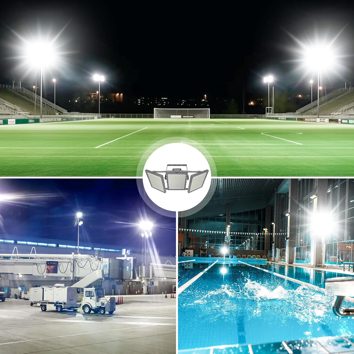 STASUN Reflector LED para exteriores, 600 W, 60000 lm, iluminación de área al aire libre, reflector exterior impermeable IP66, luz de seguridad