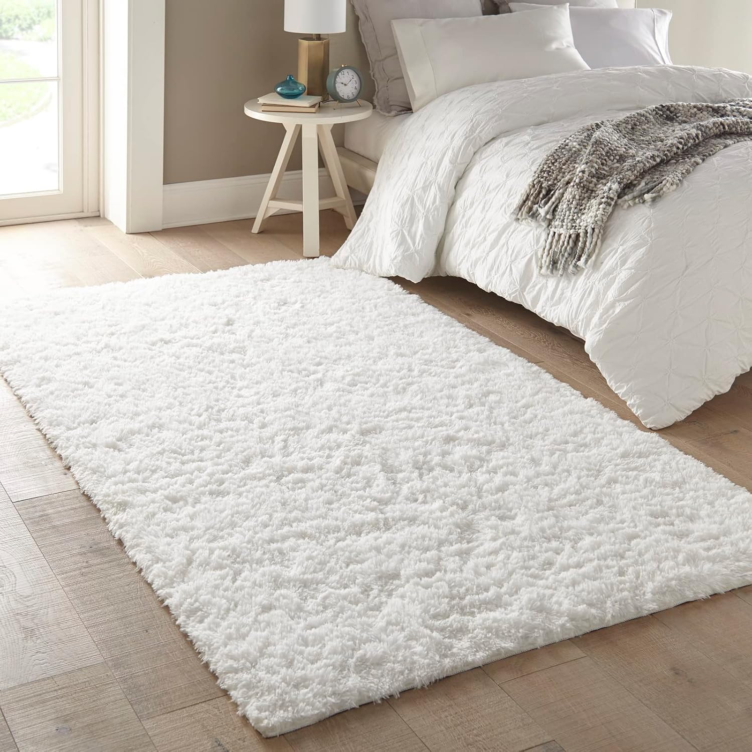 Ophanie Alfombras blancas para sala de estar, color crema, mullidas y suaves, para el suelo, dormitorio, habitación de niños y niñas, decoración del