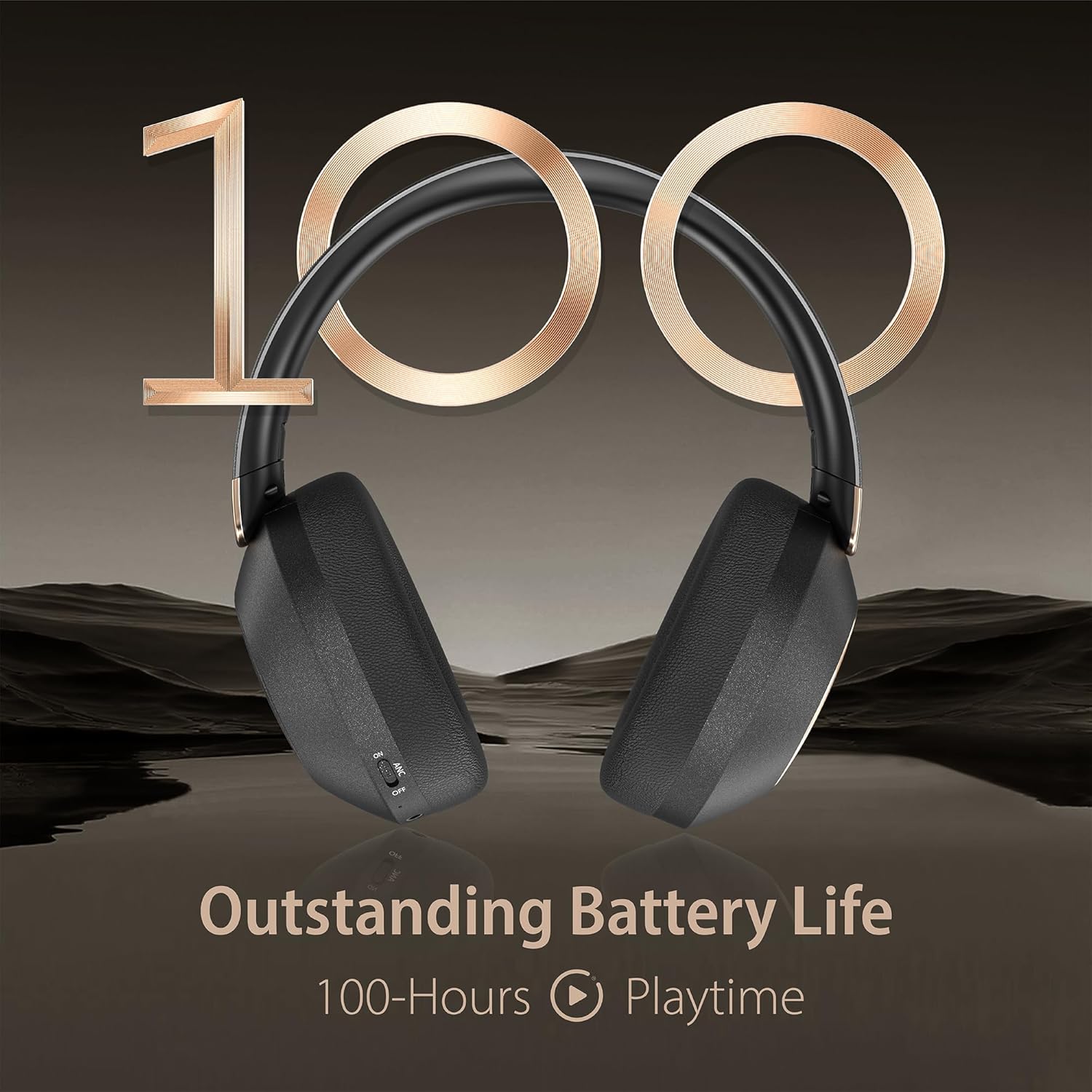 Auriculares con cancelación activa de ruido, auriculares de reproducción de 100 horas, Bluetooth inalámbricos, auriculares Bluetooth con micrófono,