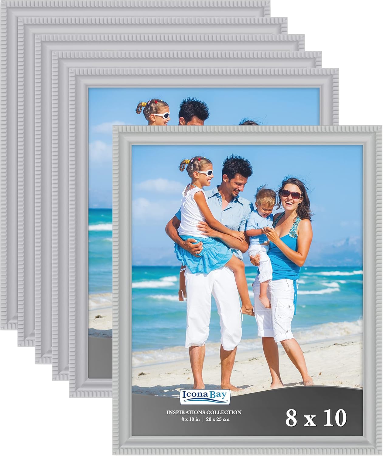 Icona Bay – Juego de marcos de fotos (6 unidades), Ganchos para montaje en pared y caballete de mesa incluyendo, el monitor horizontal o vertical,