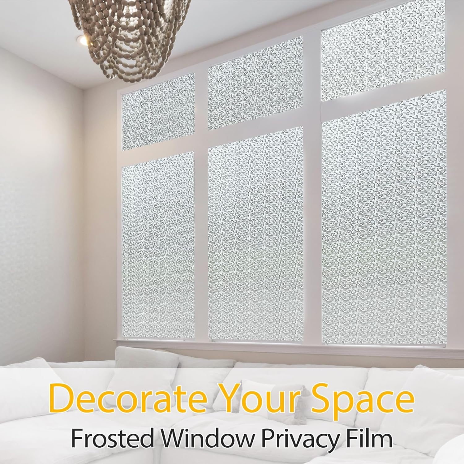 Película de privacidad esmerilada para ventana, vinilo de diamante 3D, calcomanías decorativas para ventana, protección UV, adhesivos estáticos para