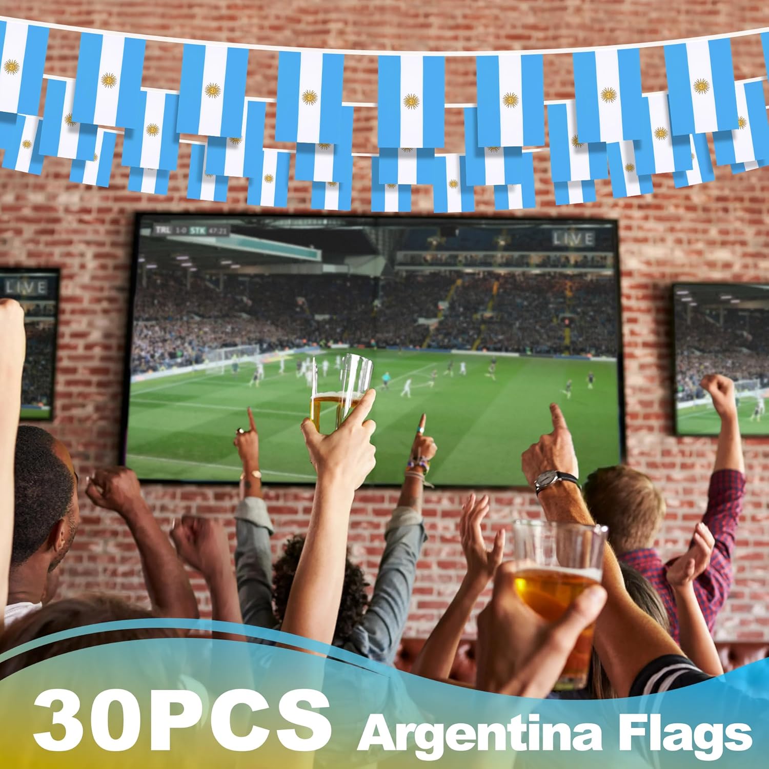 Banderín de bandera argentina, mini banderas argentinas, decoración nacional de país para escuela, fiesta, eventos deportivos, festival patriótico,