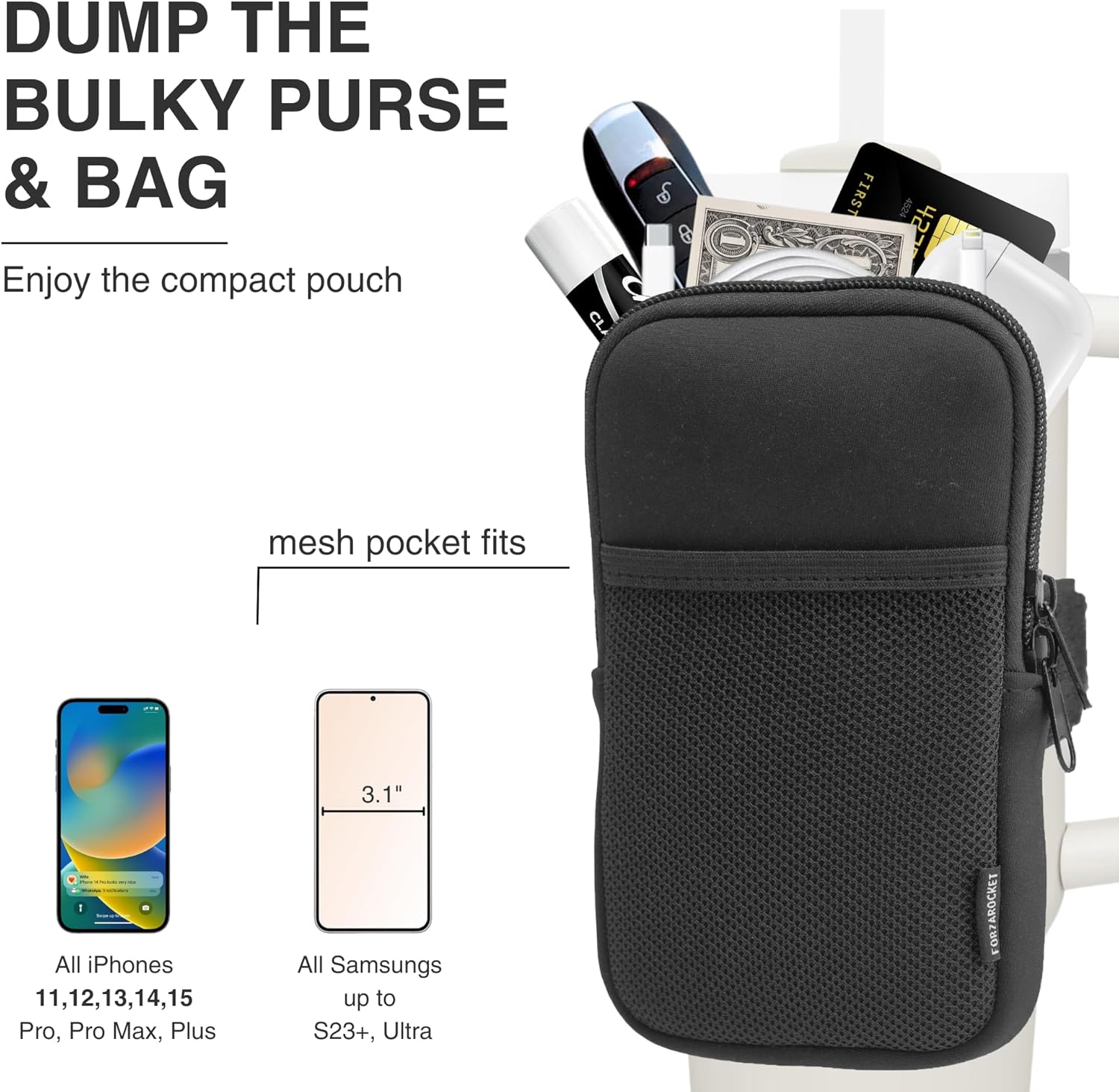 Bolsa para botella de agua para Stanley Quencher Adventure IceFlow de 20 onzas, 30 onzas, 40 onzas, soporte antideslizante para teléfono, accesorios