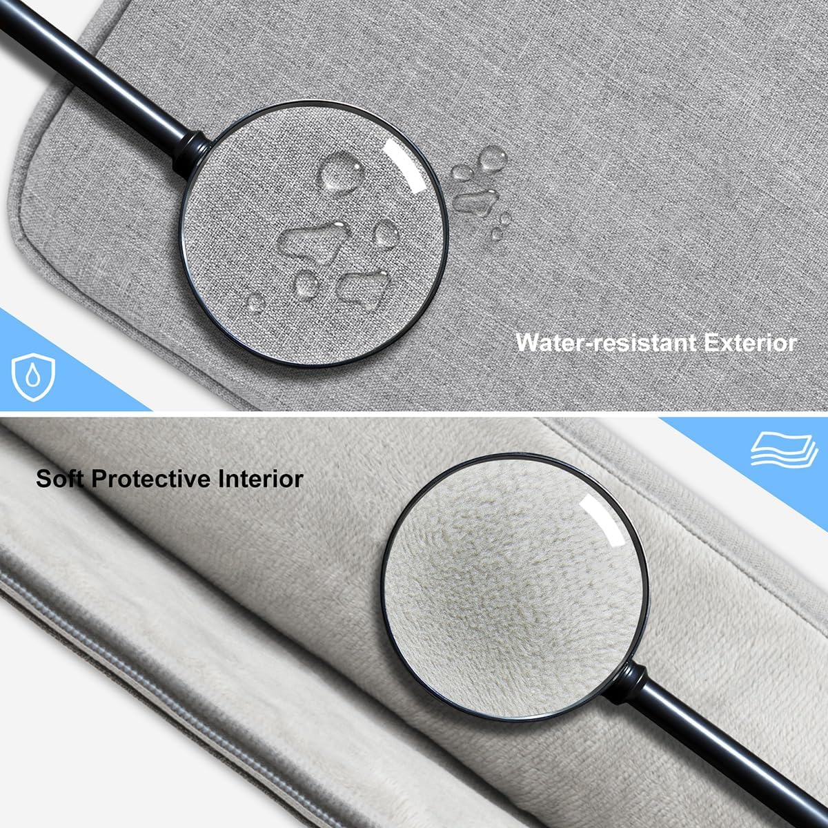 Funda para laptop de 11 pulgadas para MacBook Air de 11 a 11.6 pulgadas, funda acolchada de poliéster impermeable delgada con bolsillo pequeño, gris
