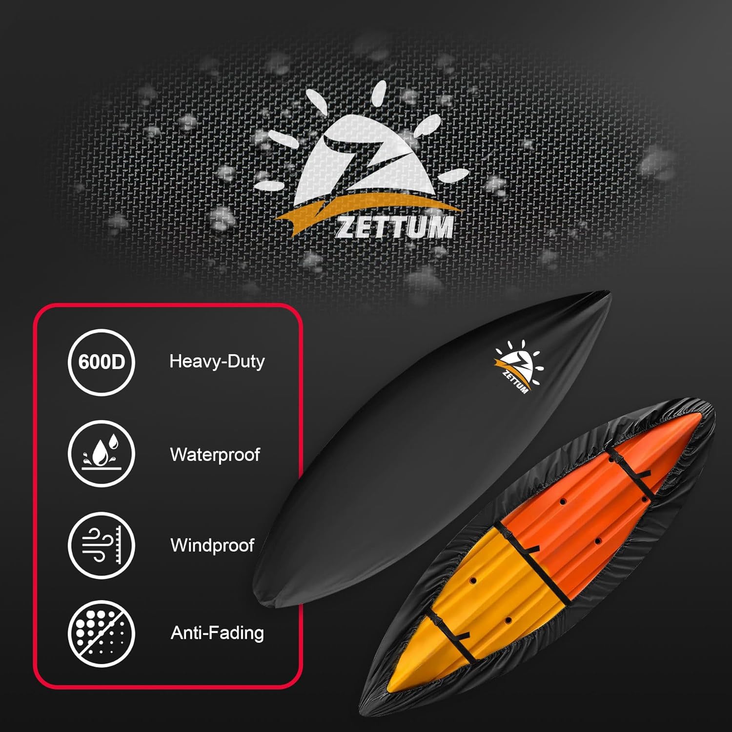 Funda para canoa de kayak, cubierta de kayak 600D para almacenamiento al aire libre, resistente al agua, resistente a la decoloración para kayak,