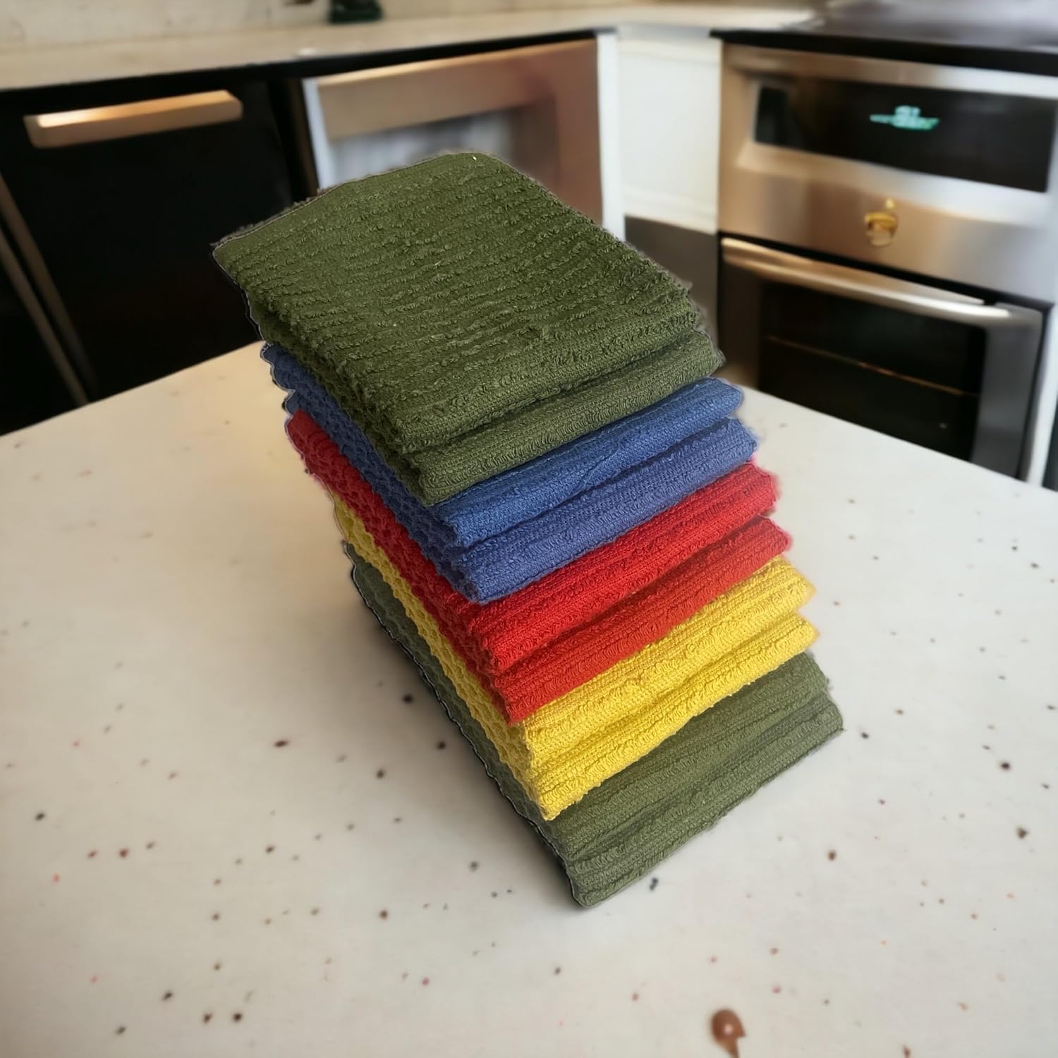 Petal Cliff Paquete de 10 paños de limpieza de cocina 100% algodón, súper absorbente, lavable a máquina, multiusos para el hogar, tamaño de la