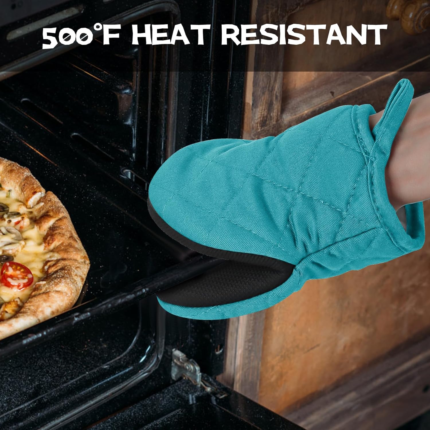 Juego de 4 manoplas de horno y soportes para ollas, mini guantes de cocina de silicona resistentes al calor para 500 grados, mini guantes de horno y