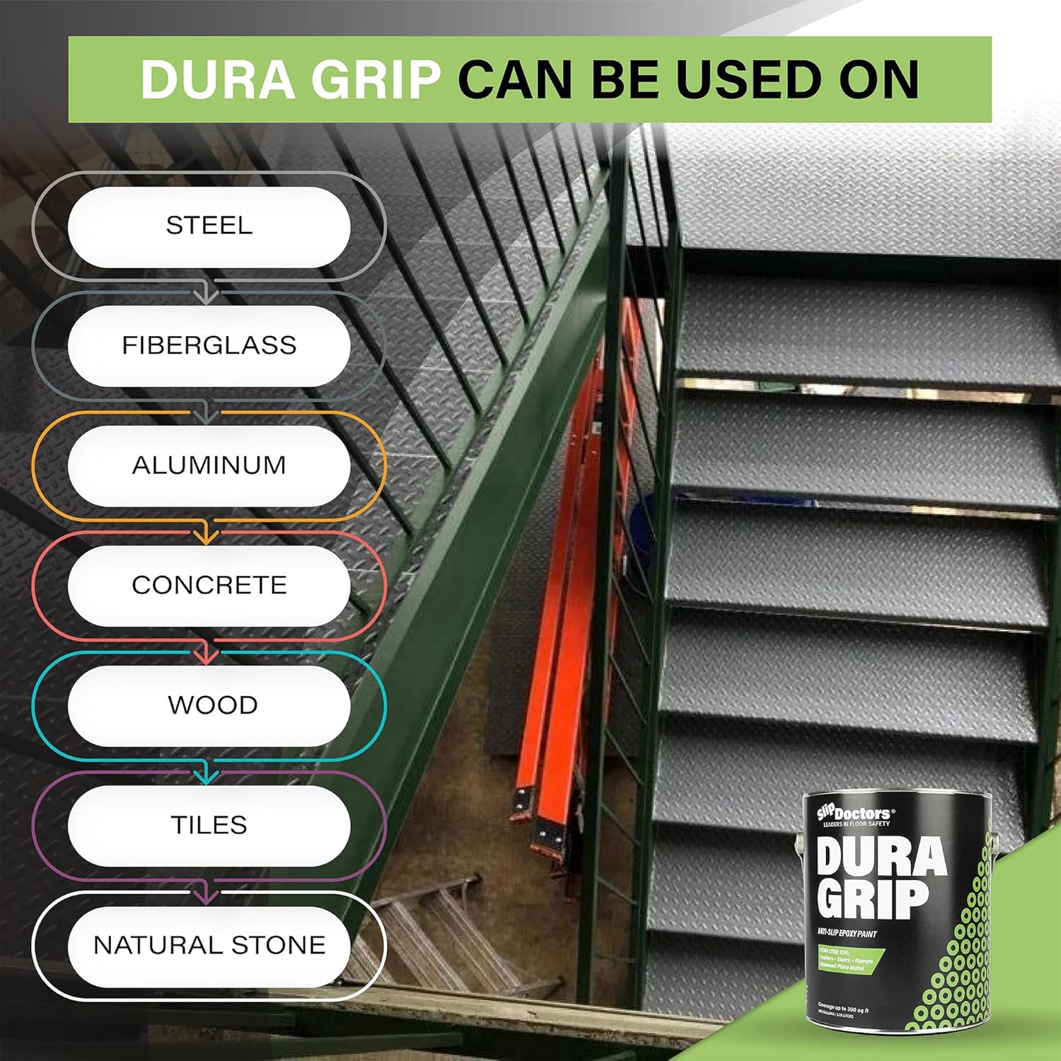 Dura Grip – Pintura antideslizante (cuarto de galón, arena) para hormigón, madera, azulejos y metal, revestimiento antideslizante para pisos,