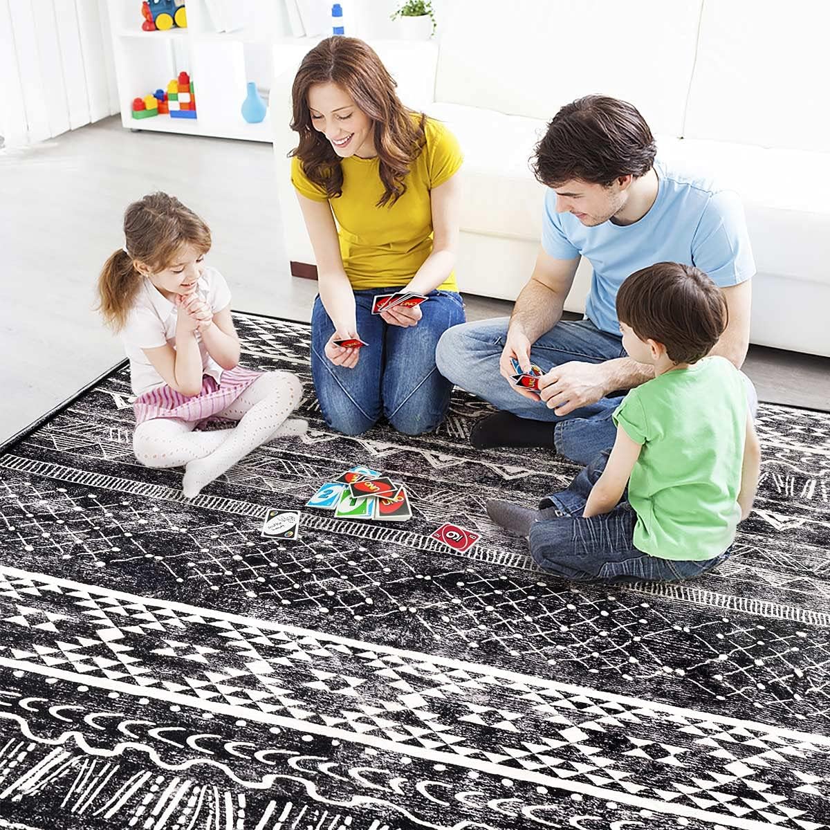 Calore – Alfombras de lana para sala de estar con imitación de cachemira de lujo, alfombras lavables antideslizantes, alfombras rectangulares