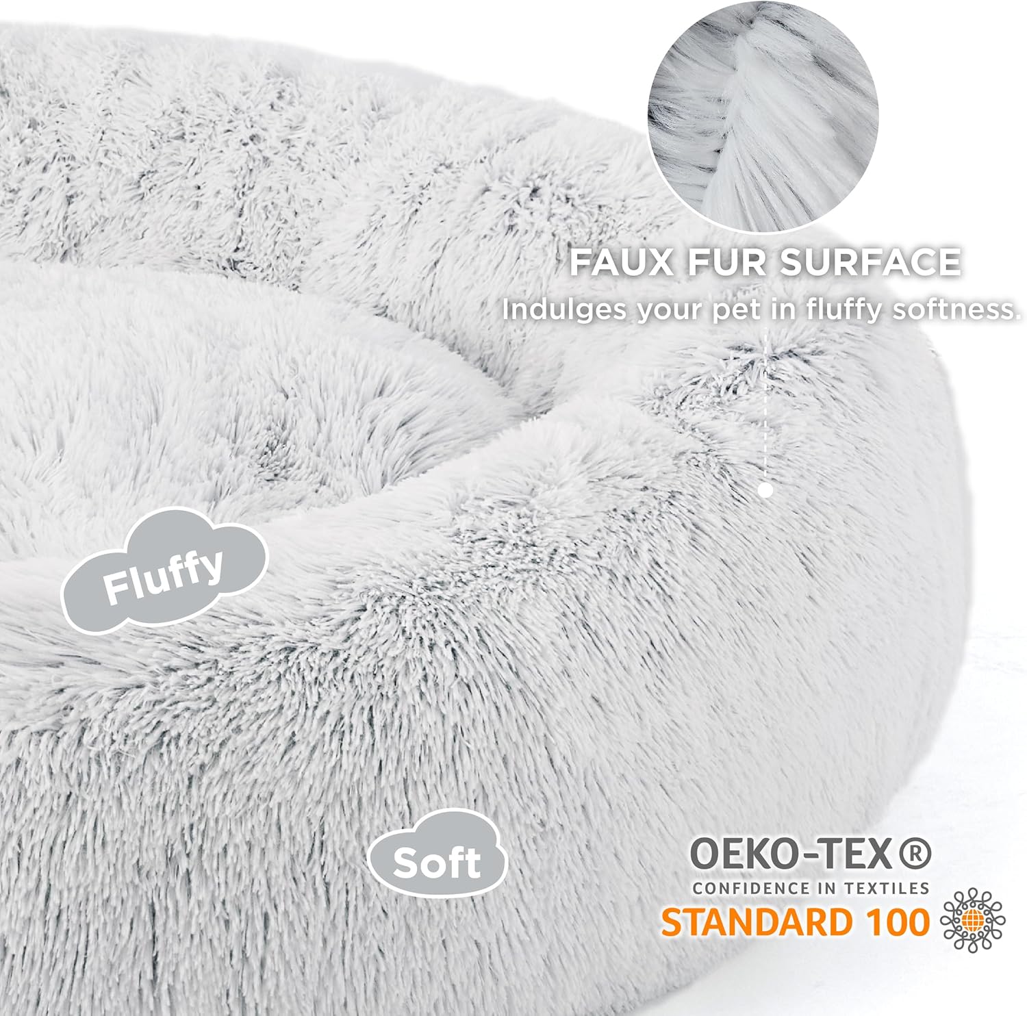 Bedsure Cama calmante para perros grandes  Cama grande lavable en forma de dona, 36 pulgadas, antiansiedad, redonda y esponjosa, de pelo sintético,