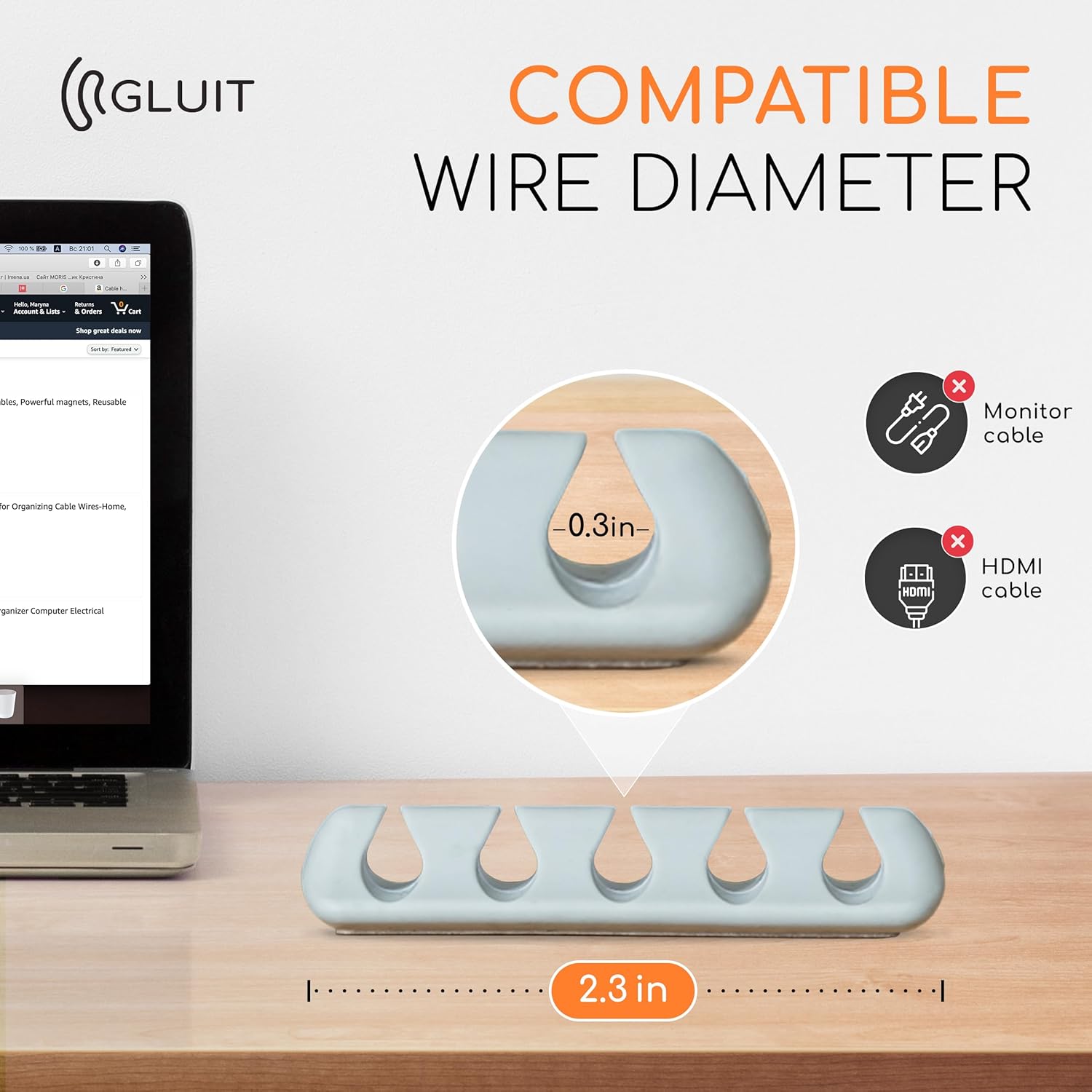 Gluit – Organizador de cables de escritorio versátiles, clips de alambre y soporte para cables, organizador de cables para escritorio, accesorios de