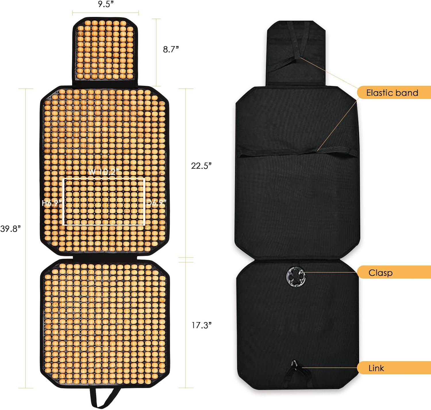 Fundas de asiento con cuentas, cojín de asiento de cuentas de madera de diseño ergonómico, almohadillas transpirables y refrescantes para