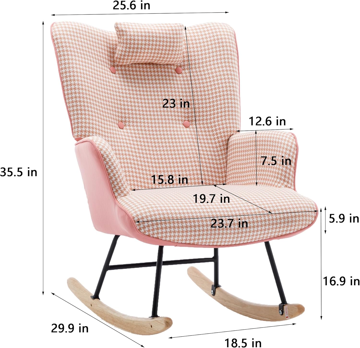 Mecedora para guardería con reposapiés, moderna mecedora con almohada suave, mecedora de pata de gallo interior con base de madera maciza para